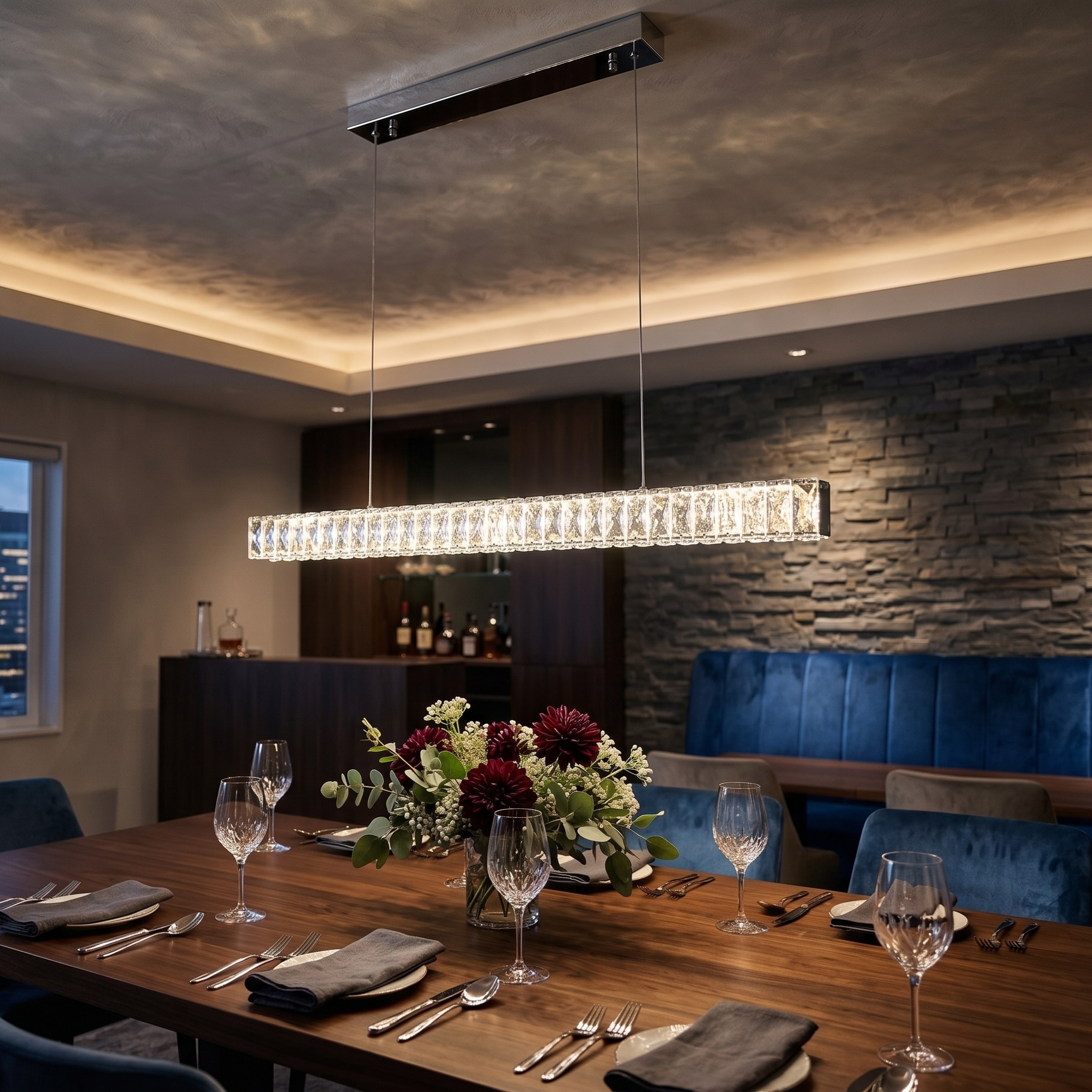 Lustra LED Cristal Suspendata Zenvia Echivalent 300W Telecomanda