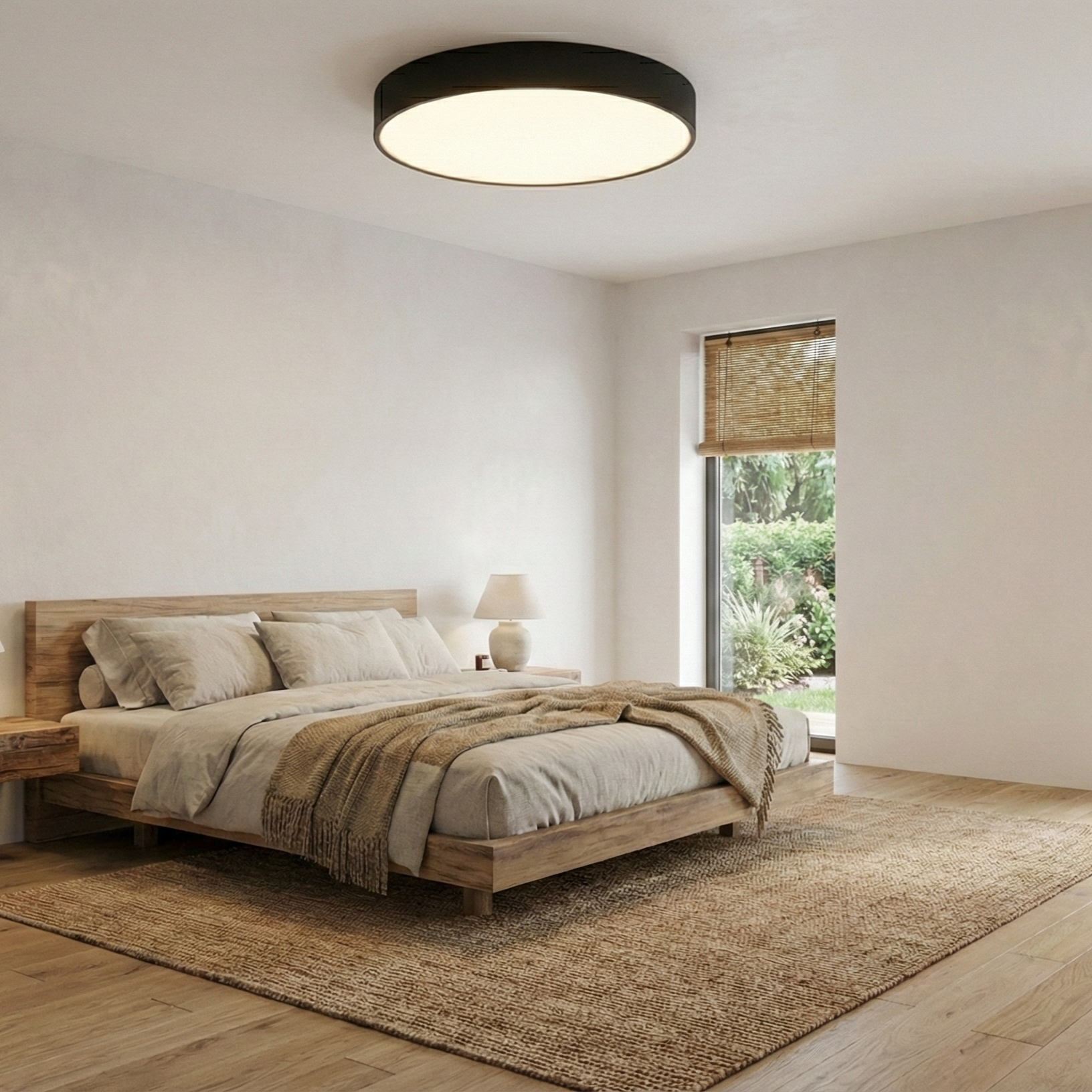 Plafoniera LED Neagra 36W BLADE Rotunda Echivalent 400W Dimabila 3 Lumini din Buton