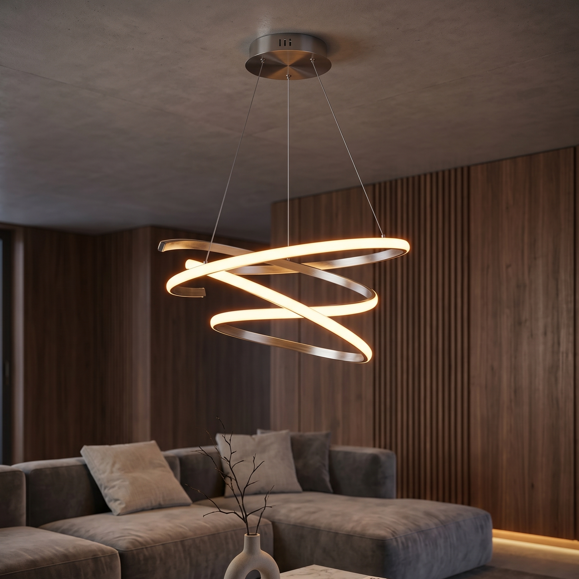 Lustra LED Suspendata Silver RONDA Echivalent 300W