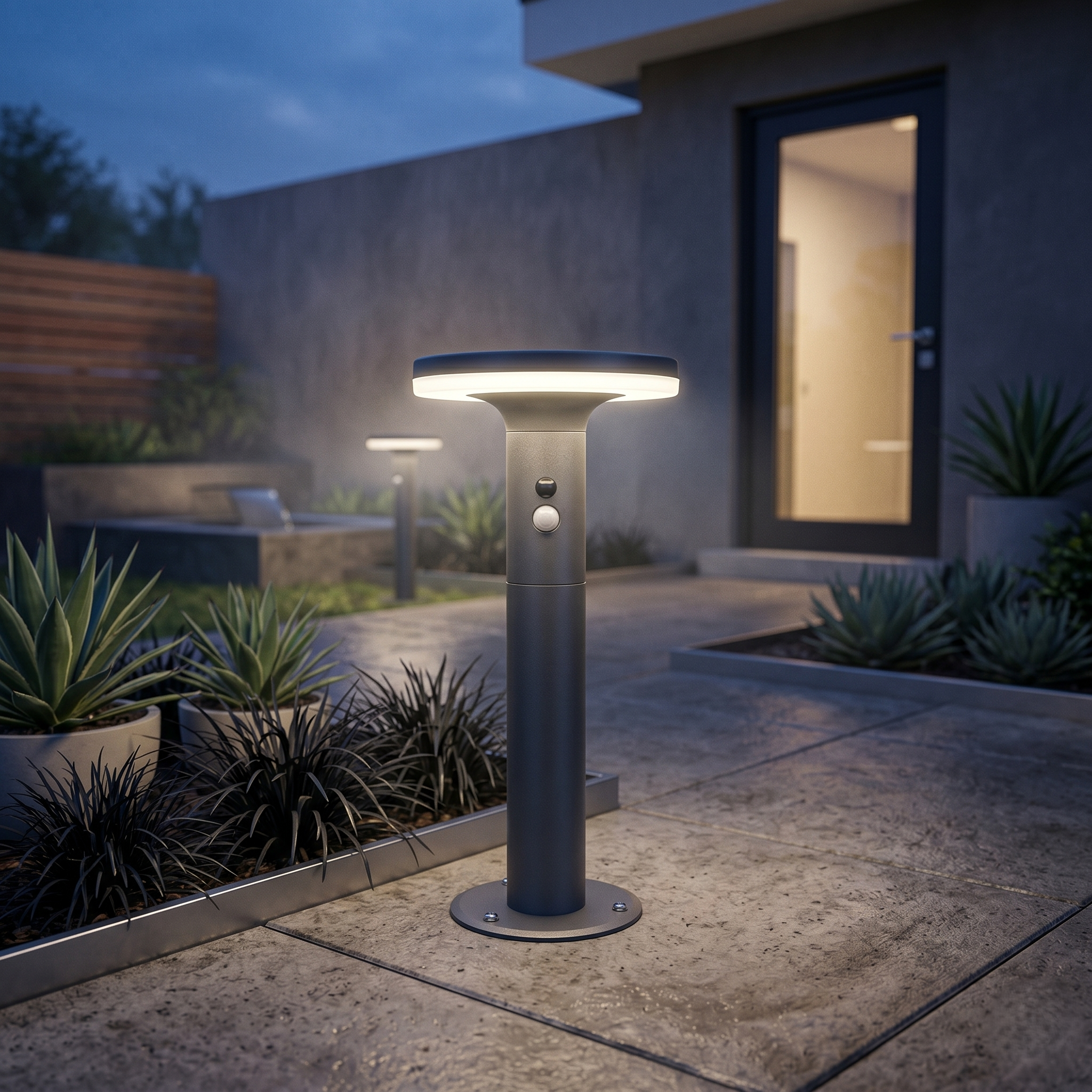 Stalp de Gradina LED ORLUX cu Incarcare Solara Senzor 38CM Premium