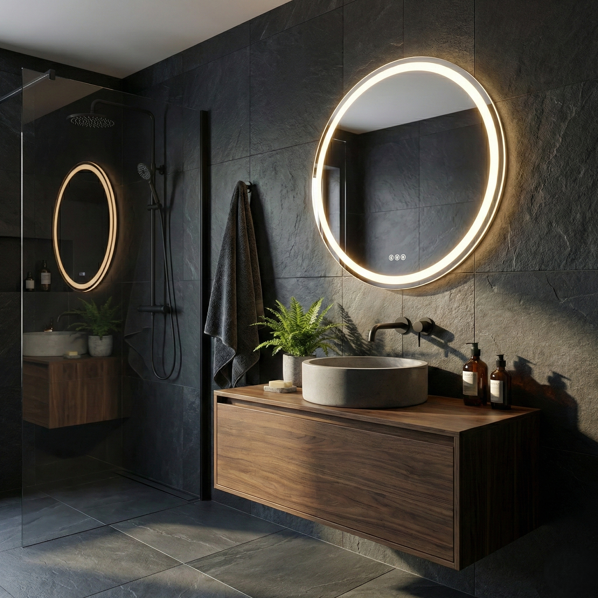 Oglinda LED Rotunda TOSCARIA Ø90cm Functie Dezaburire si Senzor