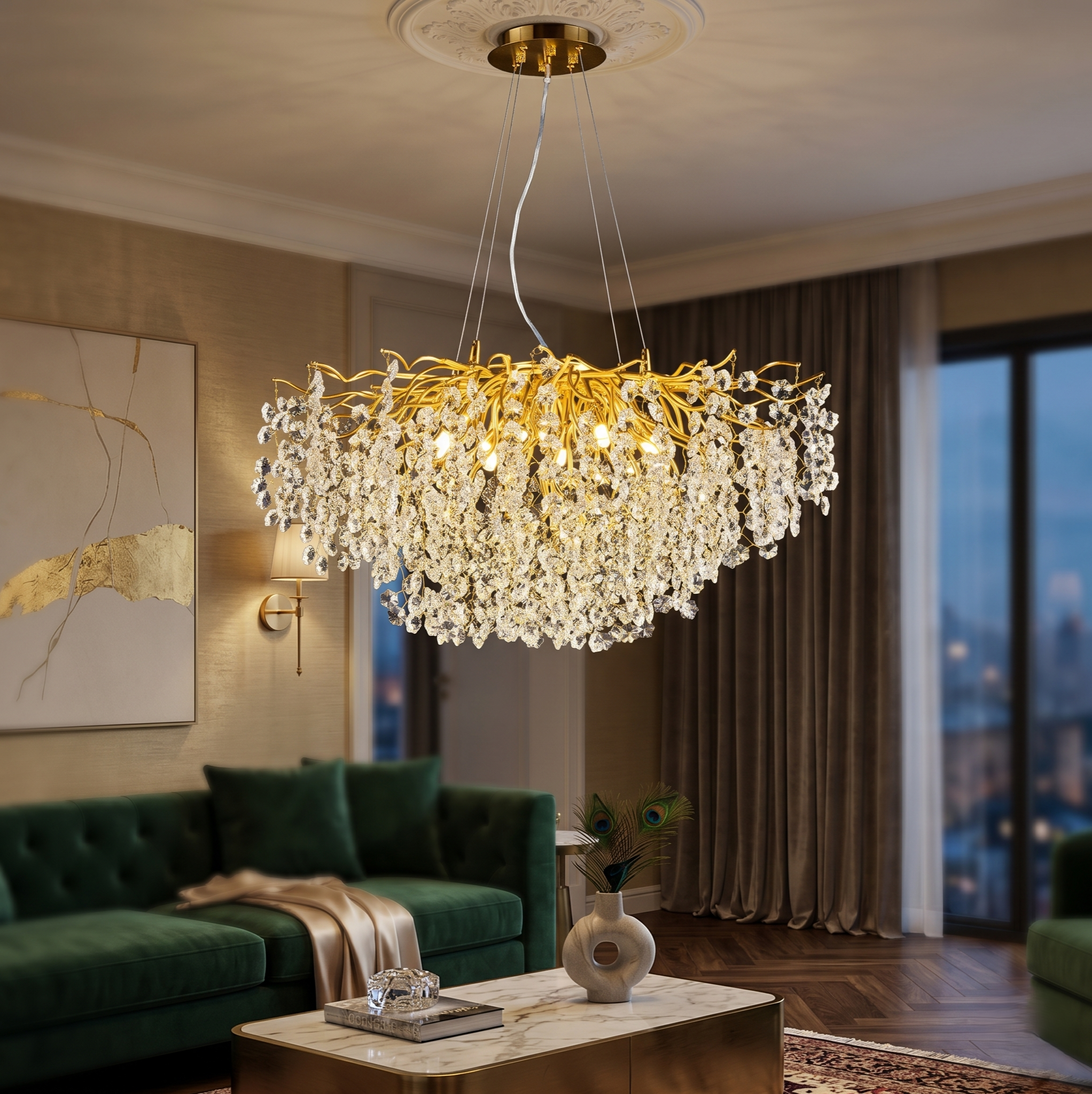 Candelabru Cristal LUXURY Golden Veliora 80CM