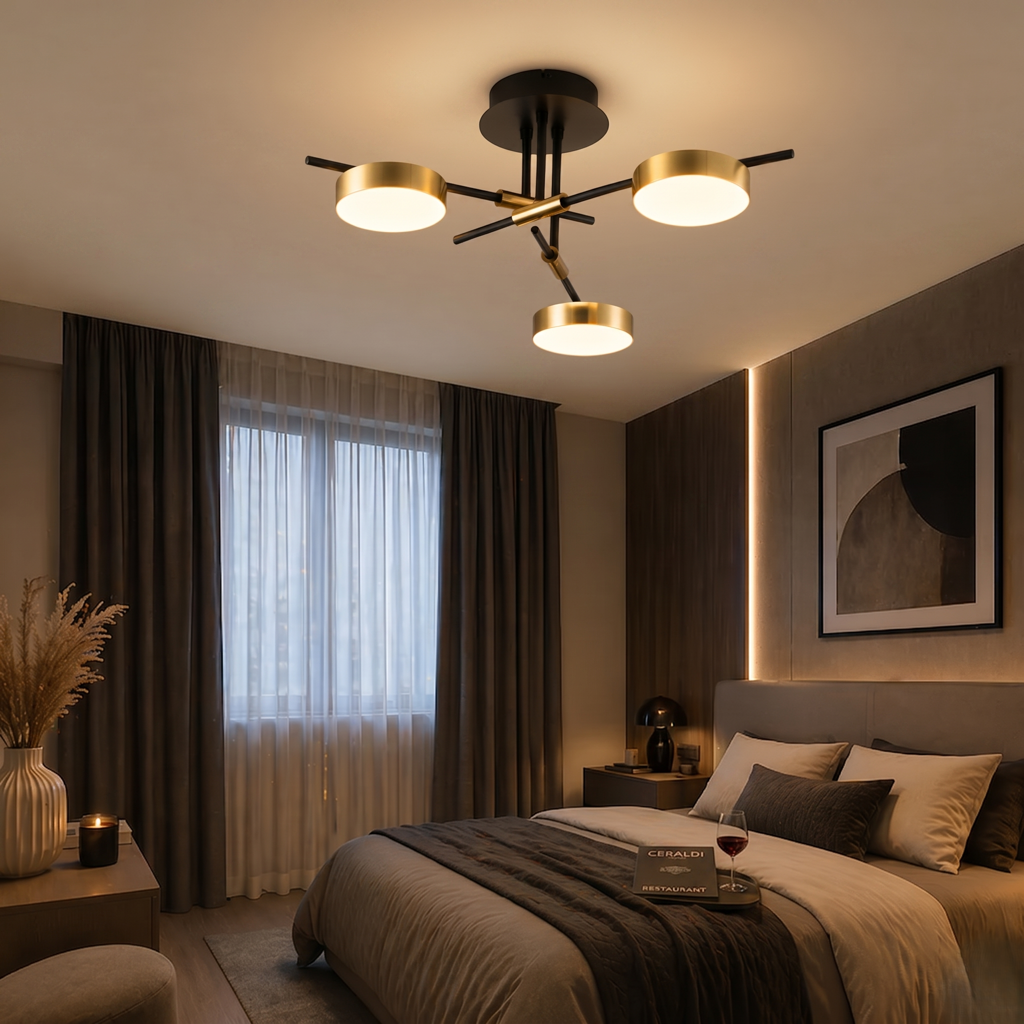 Lustra LED Kara Gold & Black Lumina Calda Echivalent 200W