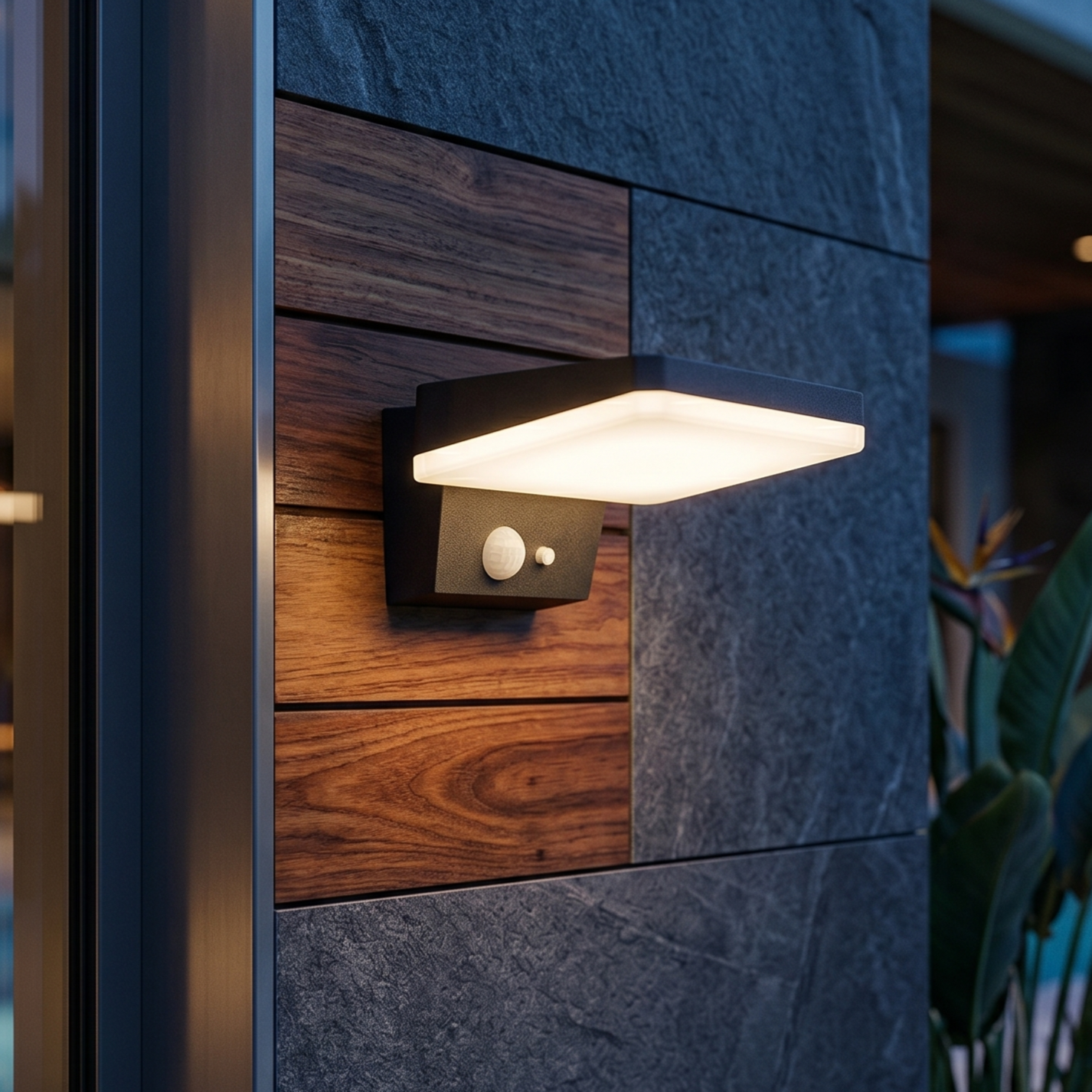 Aplica LED Solara cu Senzor ORZEN Exterior Neagra Premium