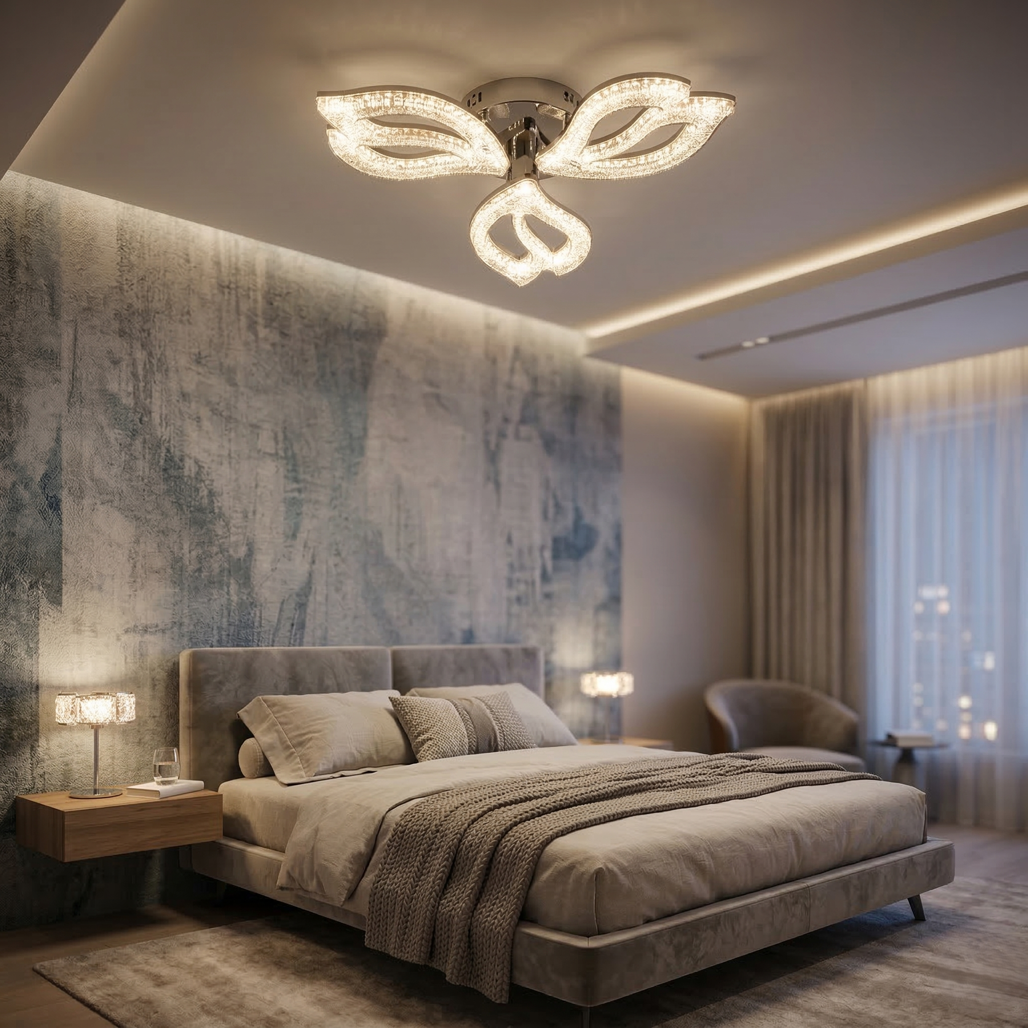Lustra LED Mini ANEMONE Sparkle Chrome Echivalent 400W Telecomanda