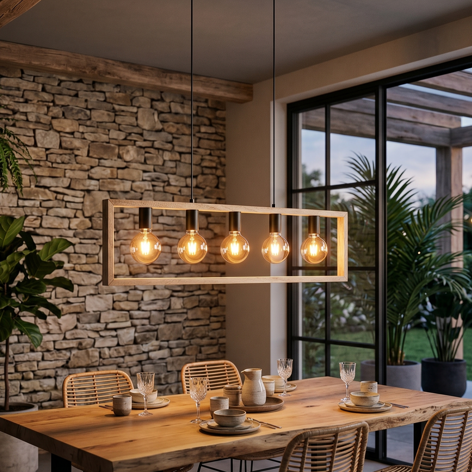 Lustra Suspendata Liniara Vintage LEMARA 5xE27 Premium