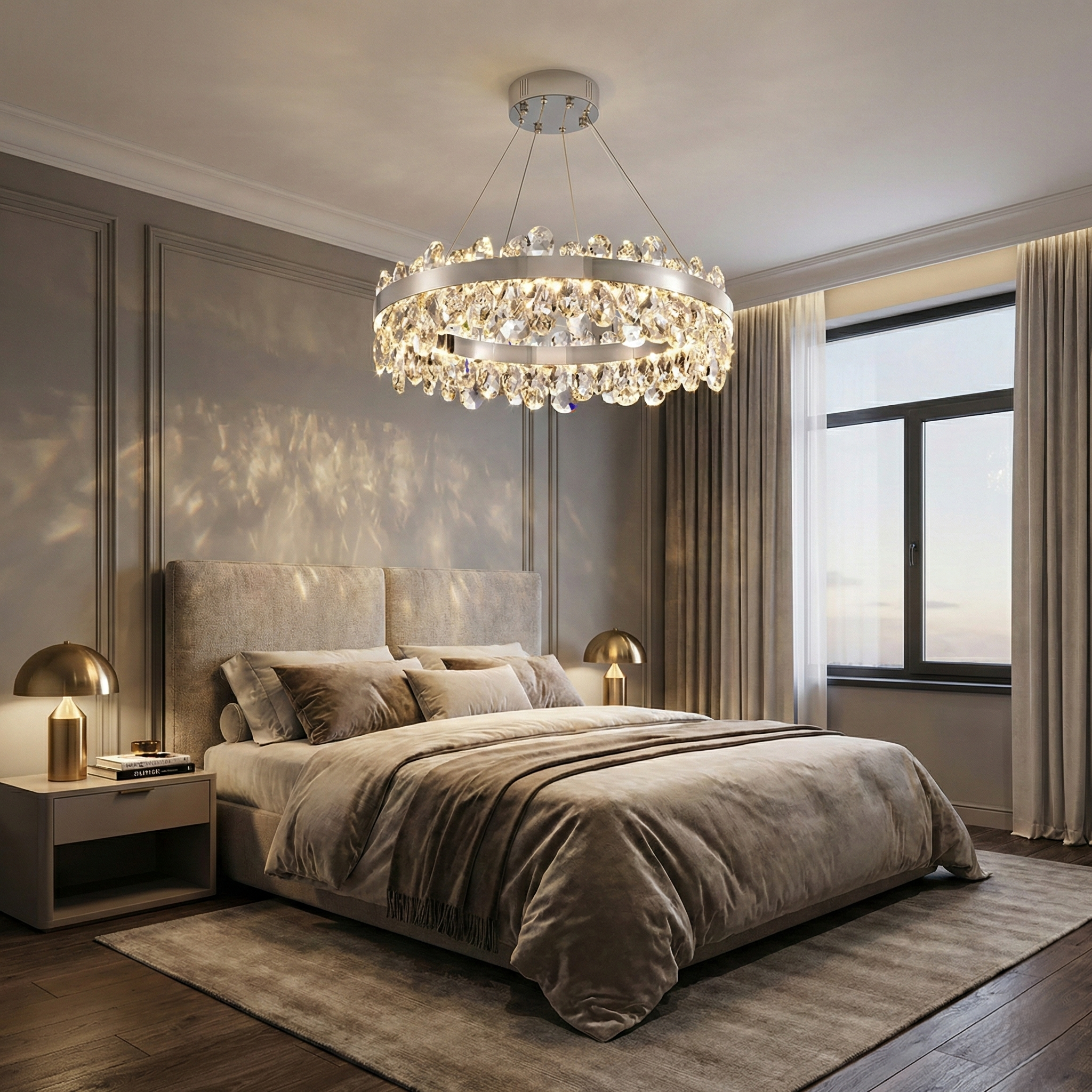 Lustra LED Suspendata Astralis Silver Cristal Telecomanda 40CM