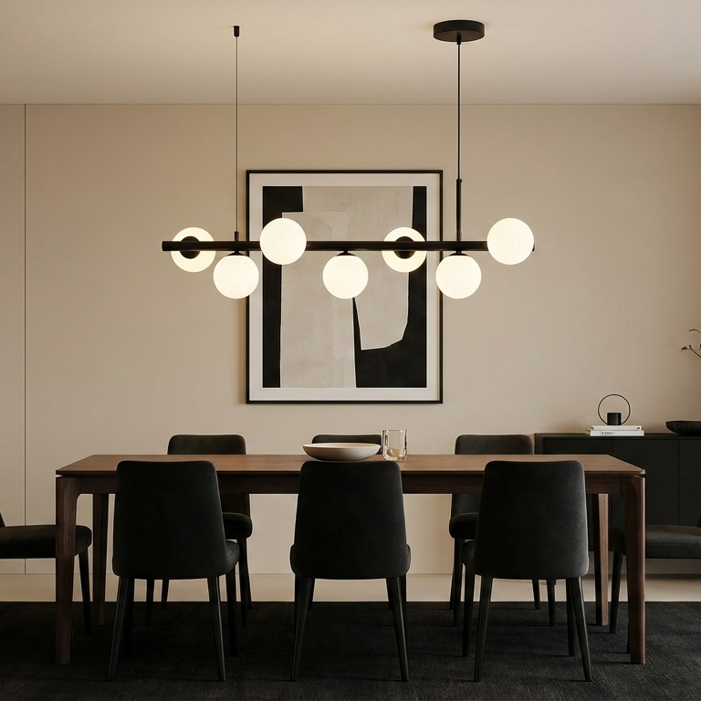 Lustra Abajur MAT Black Liniara 7xG9 65cm SKYLINE