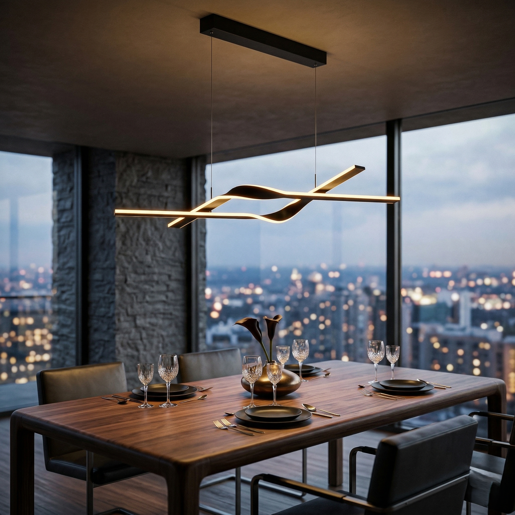 Lustra LED Suspendata Cicenza Black CINQUE Premium Echivalent 700W