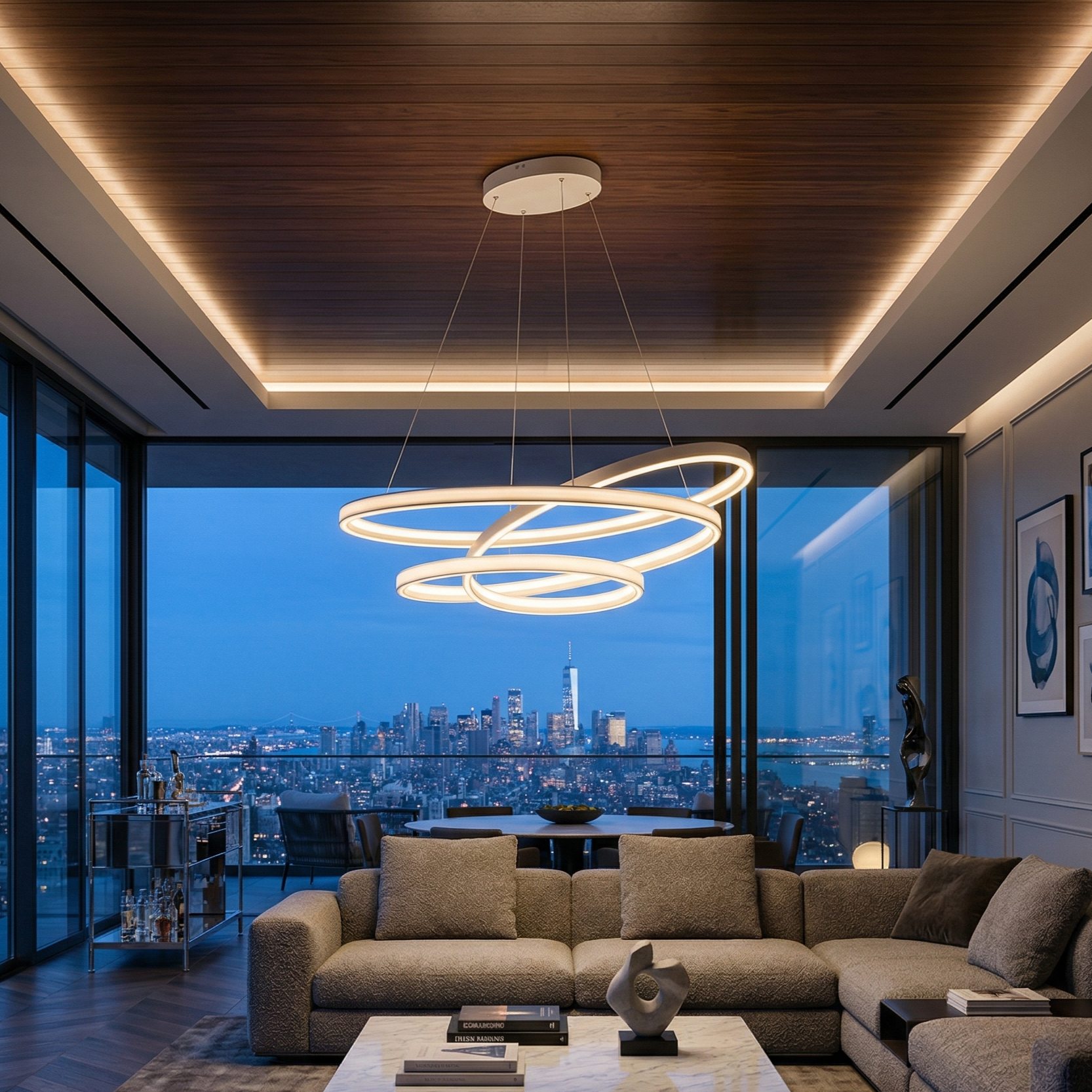 Lustra LED Suspendata Ciola White CINQUE Premium Echivalent 1200W