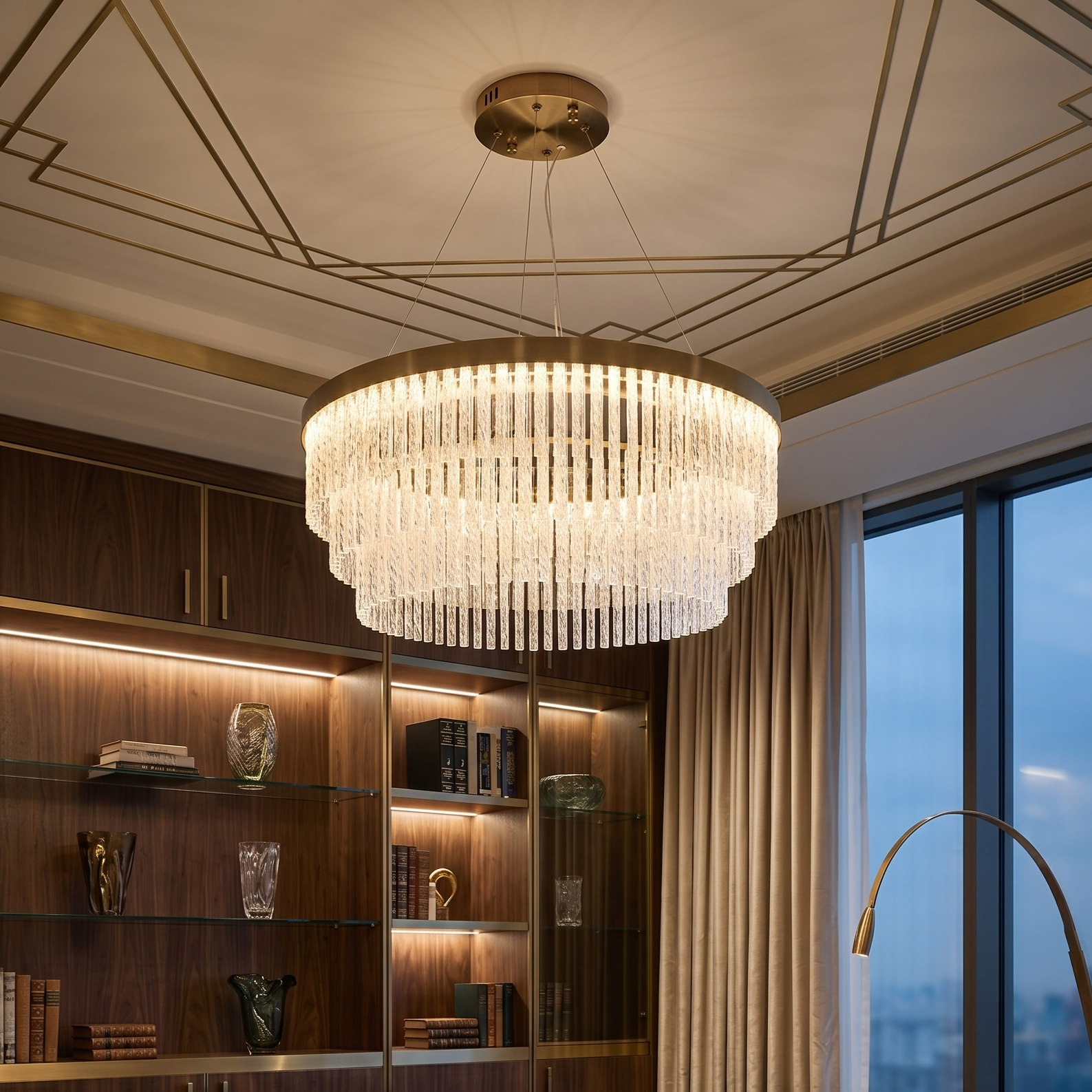 Lustra LED Suspendata ELARIS Gold 50CM Echivalent 600W