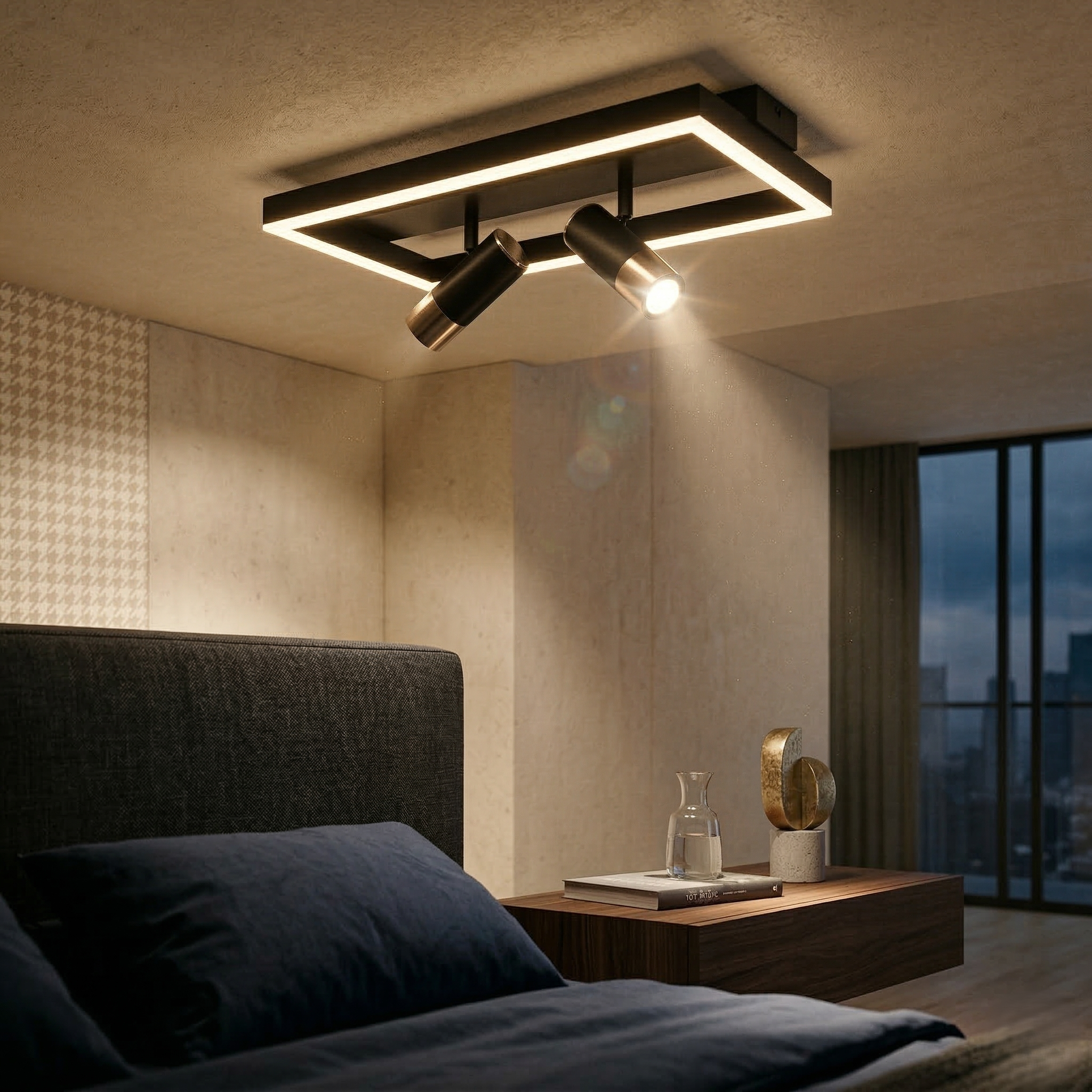 Lustra LED cu Spoturi 62W Black Square ORVELLA Echivalent 400W