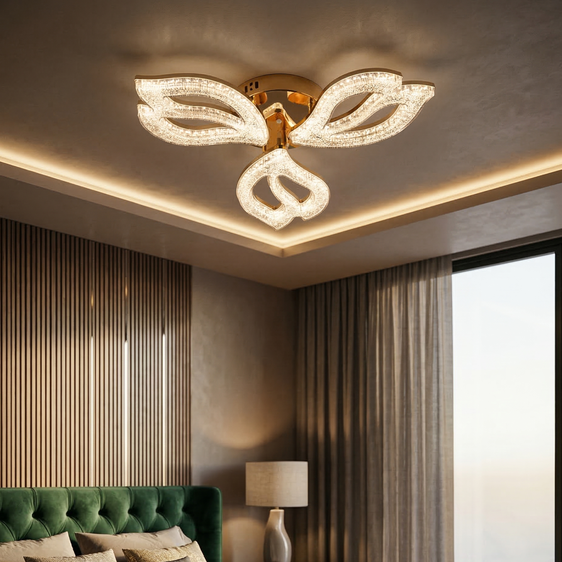 Lustra LED Mini ANEMONE Sparkle Gold Echivalent 400W Telecomanda