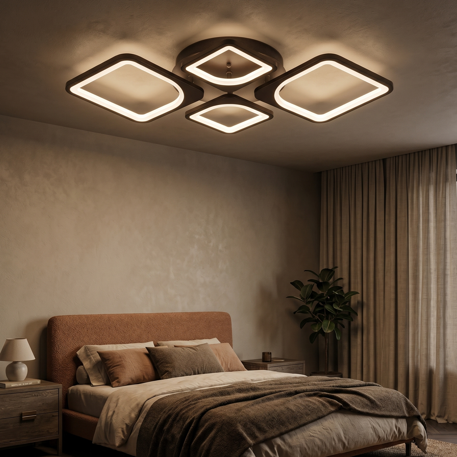 Lustra LED 2+2 DIAMOND Brown Echivalent 500W Telecomanda