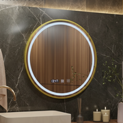Oglinda LED Rotunda AURA Rama Aurie 60cm Functie Dezaburire, Touch si 3 Lumini