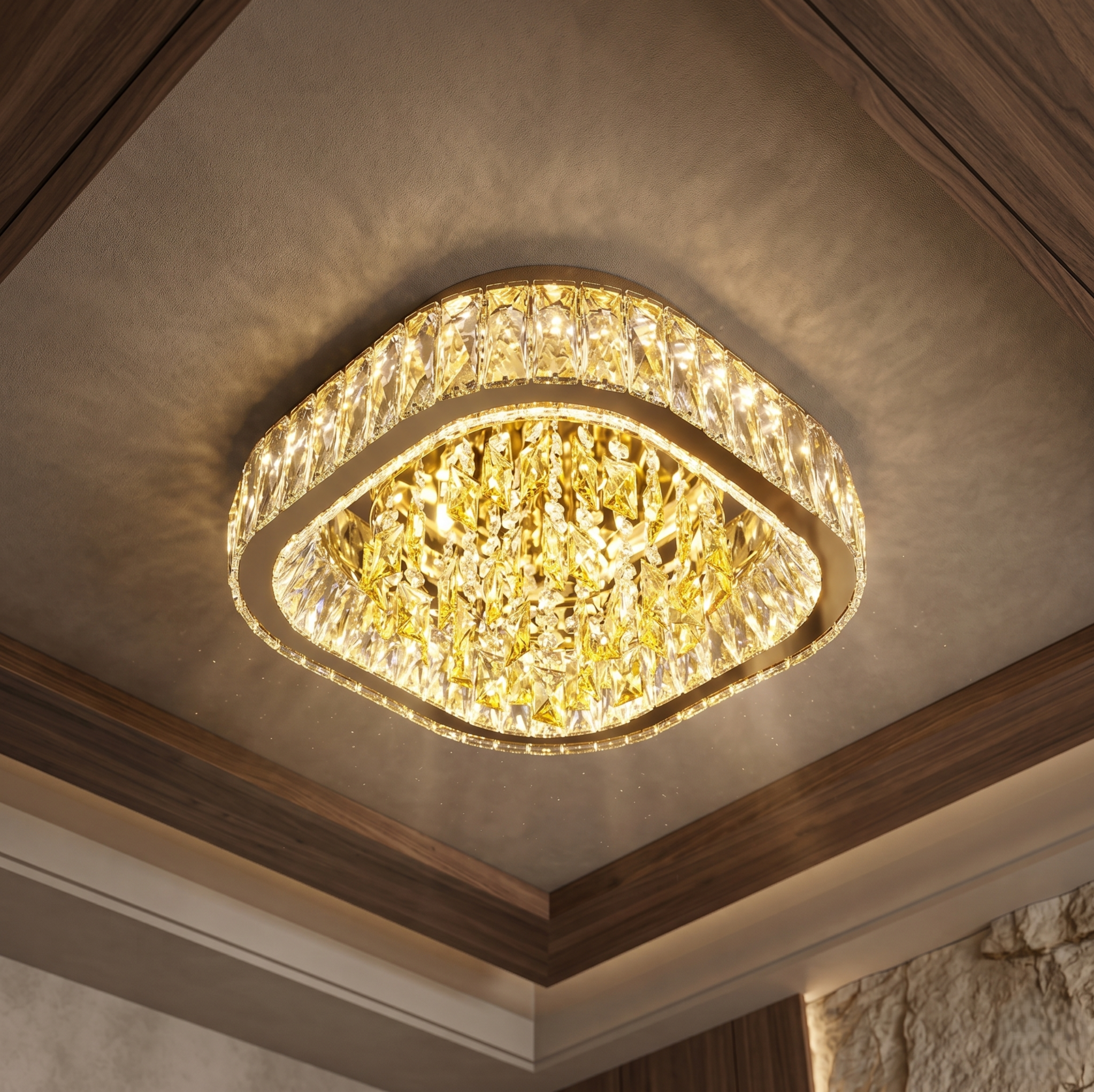 Lustra LED Cristal Aplicata Royalty Square Telecomanda Echivalent 800W