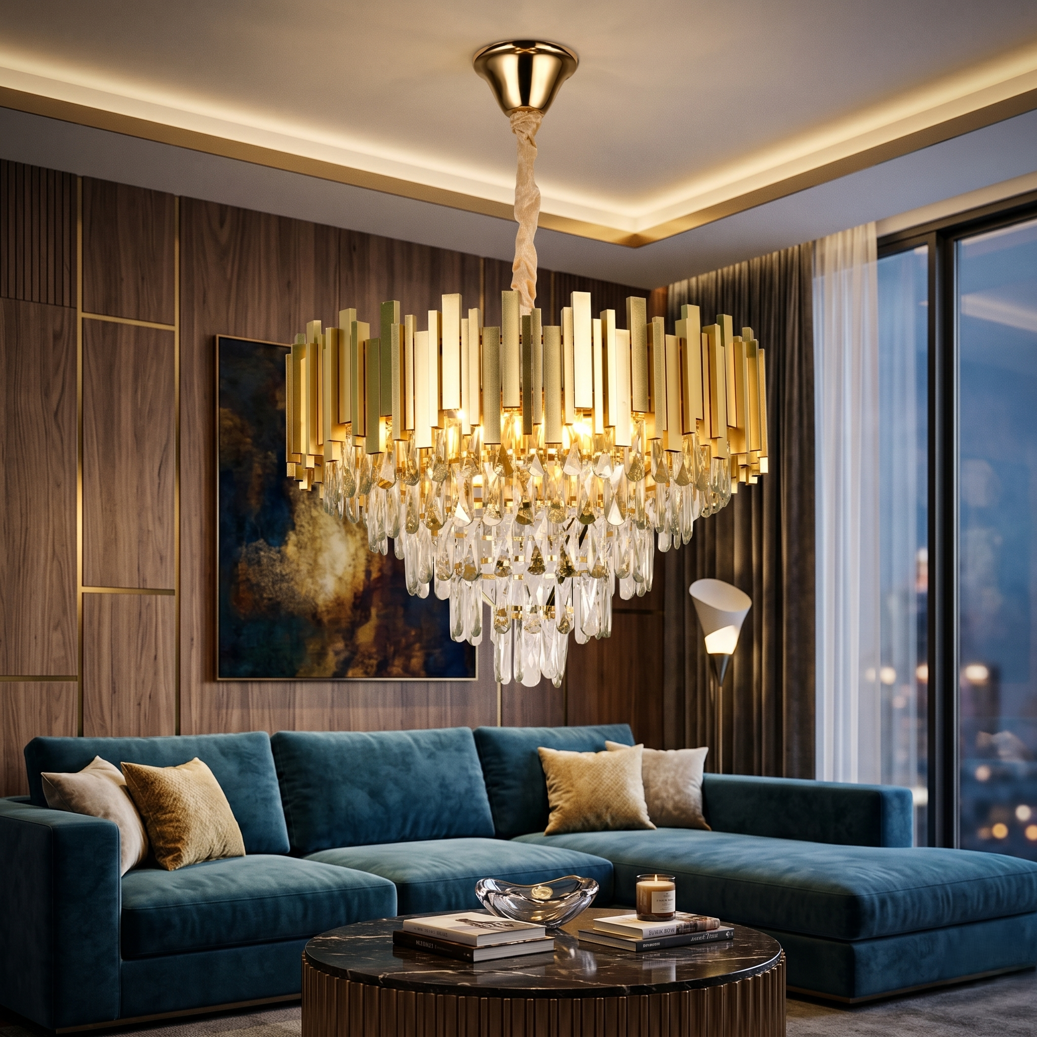 Candelabru Cristal Premium GOLDEN Maxi 580mm