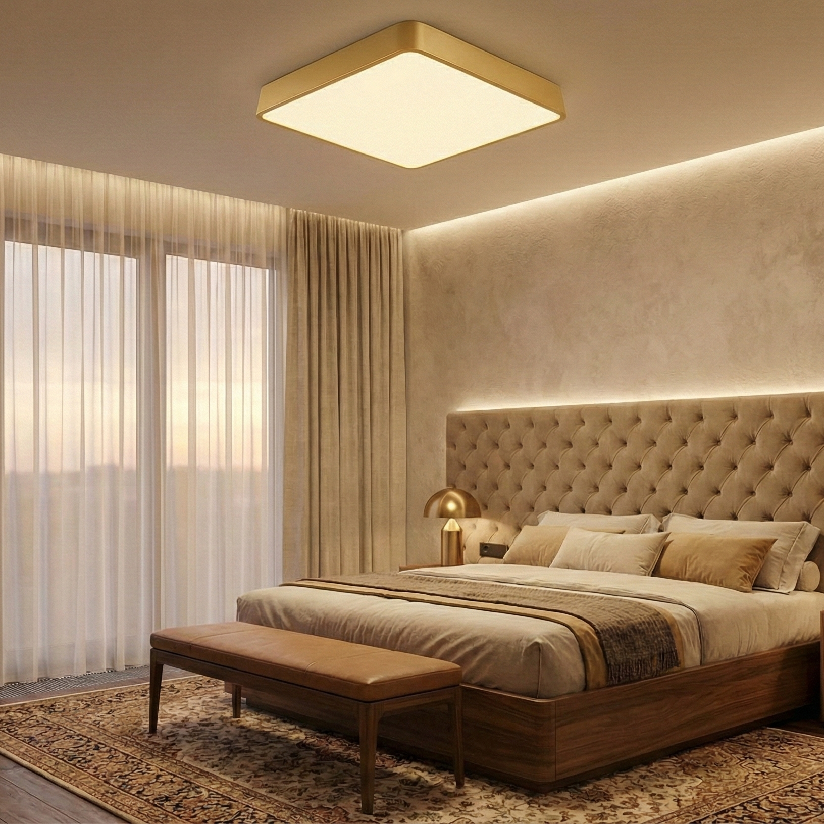 Plafoniera LED Gold 36W BLADE Patrata Echivalent 400W Dimabila 3 Lumini din Buton