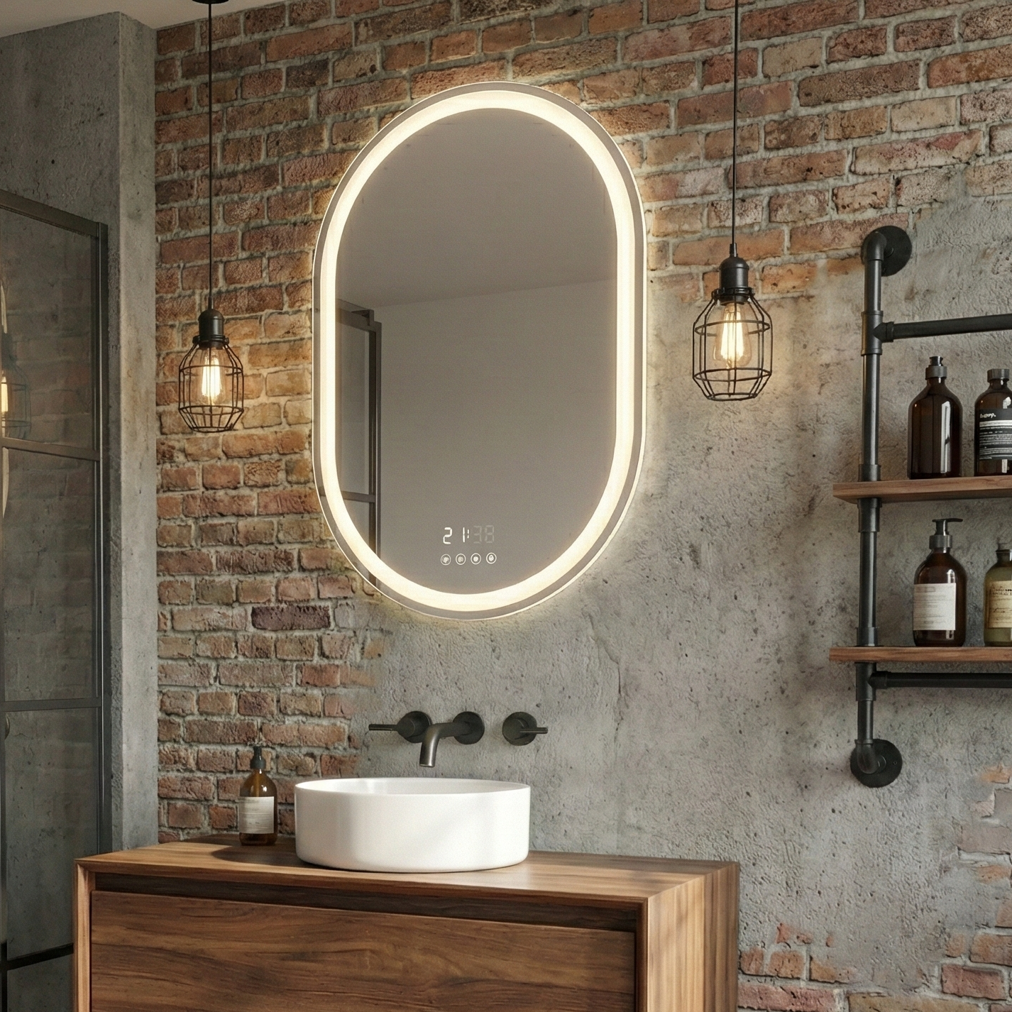 Oglinda LED SVELTA - 50x80cm Dezaburire si Ceas, Senzor, 3 Lumini