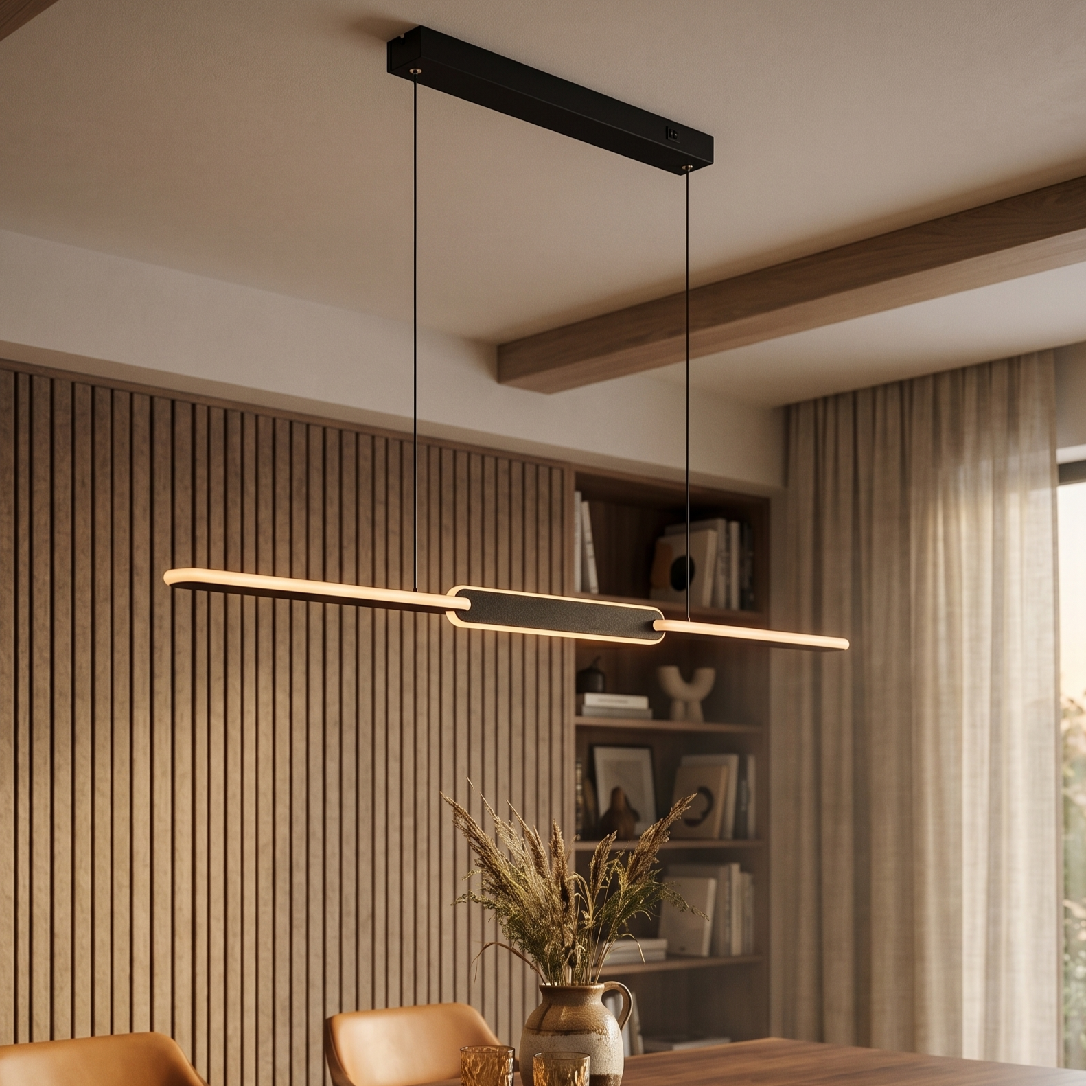 Lustra LED Suspendata Liniara Premium Black OMIRA Echivalent 200W
