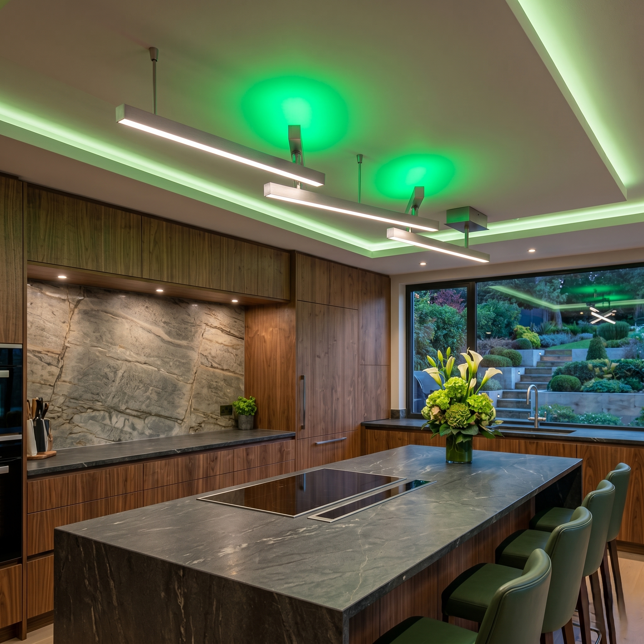 Lustra LED Premium RGBW MELBY Argintie Reglabila 242cm Echivalent 200W Telecomanda