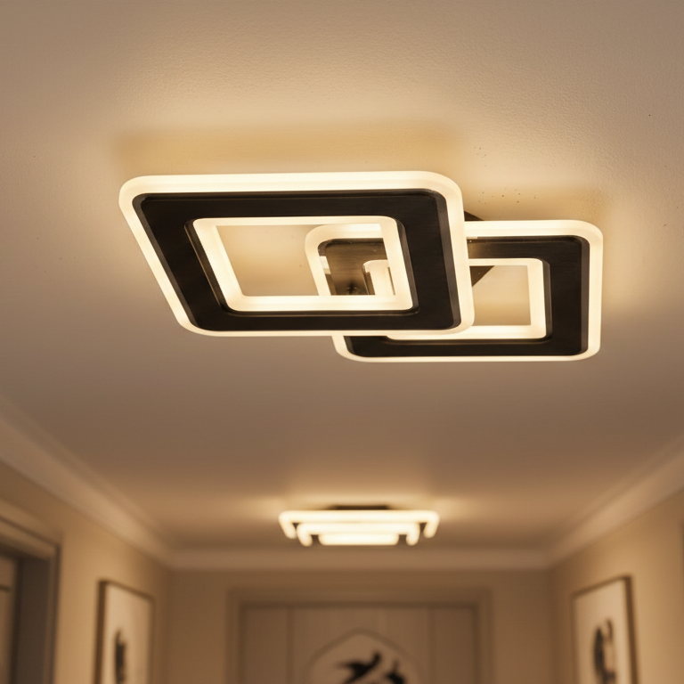 Aplica LED Square GRIDLINE Neagra Echivalent 300W Telecomanda