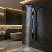 Panou de Dus Premium Black LunarFlow - LED, Masaj, 146CM