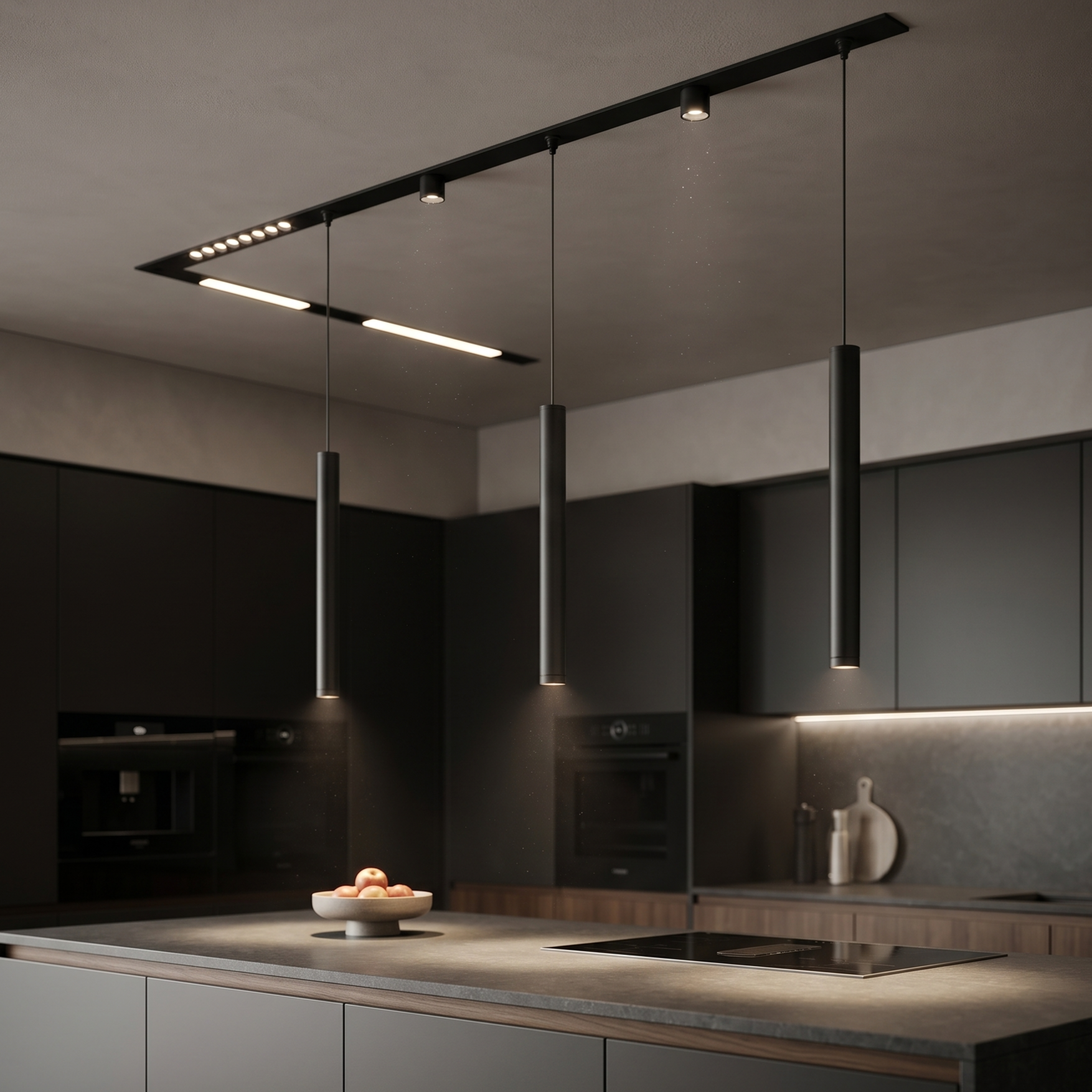 Spot LED 7W Magnetic Pendul Negru 42CM 3 Lumini din Buton