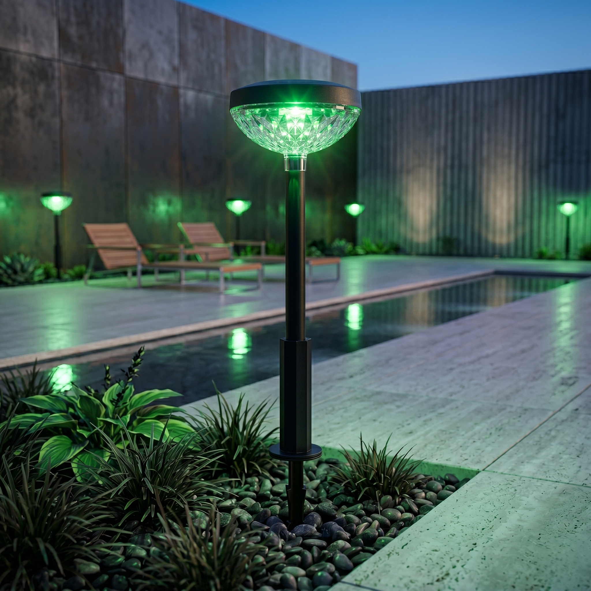 Stalp de Gradina AMBERLY RGB cu Incarcare Solara Premium