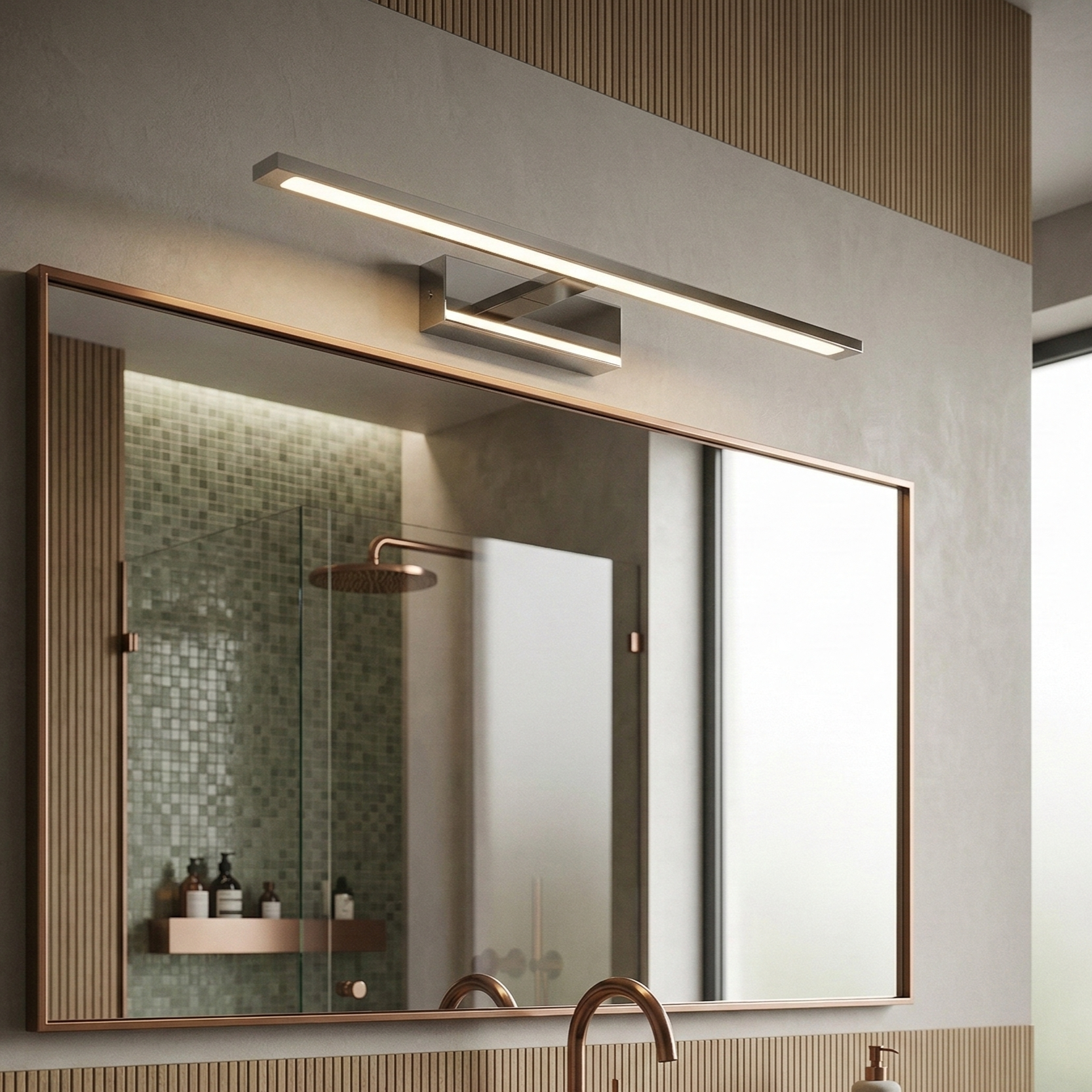 Aplica LED Baie 12W VIREN Argintie 60cm 3 Lumini din Buton