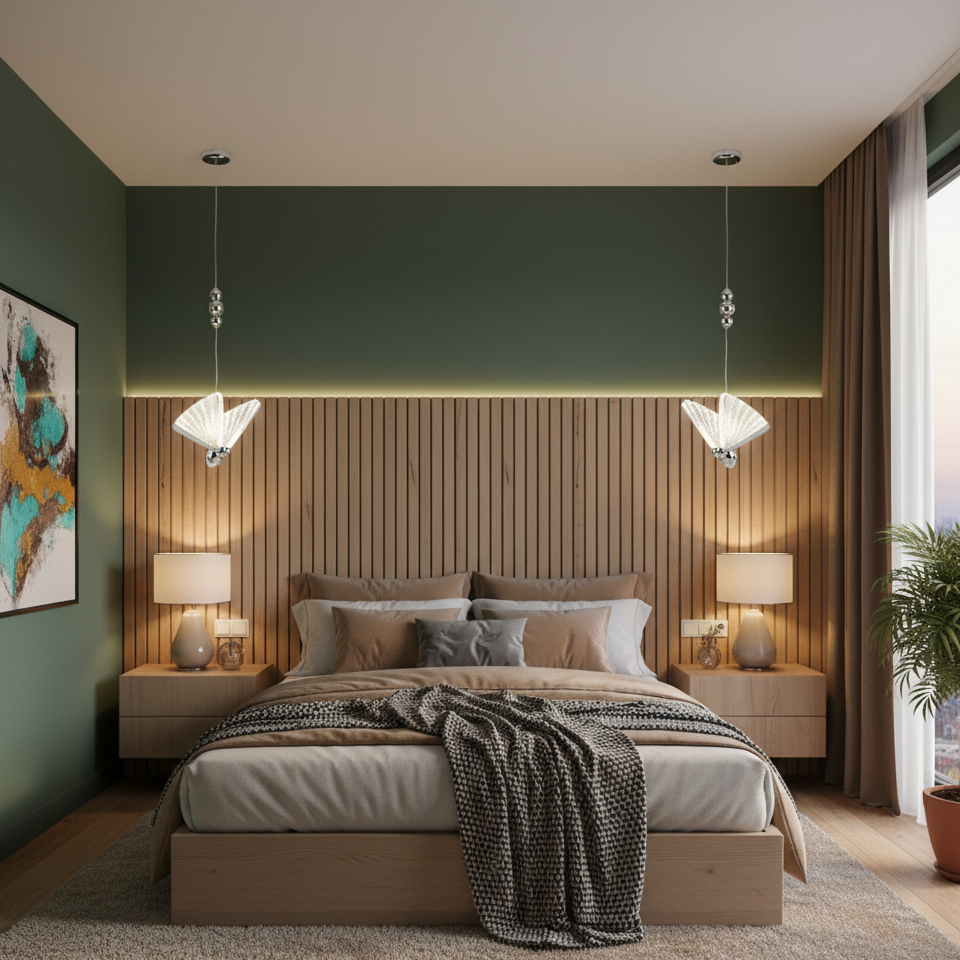Pendul LED Modern Nordic Butterfly Silver