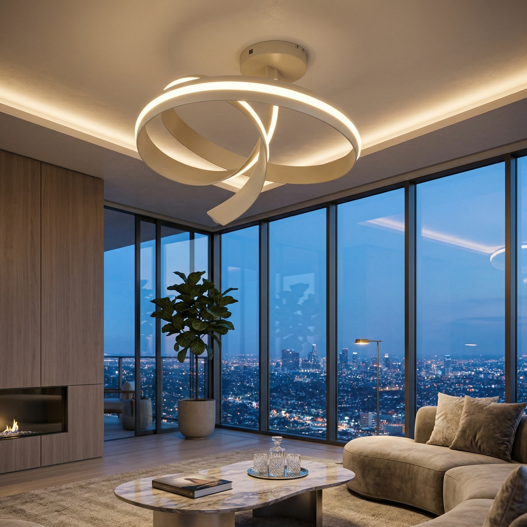 Lustra LED Aplicata Cisenna Beige CINQUE Premium Echivalent 500W