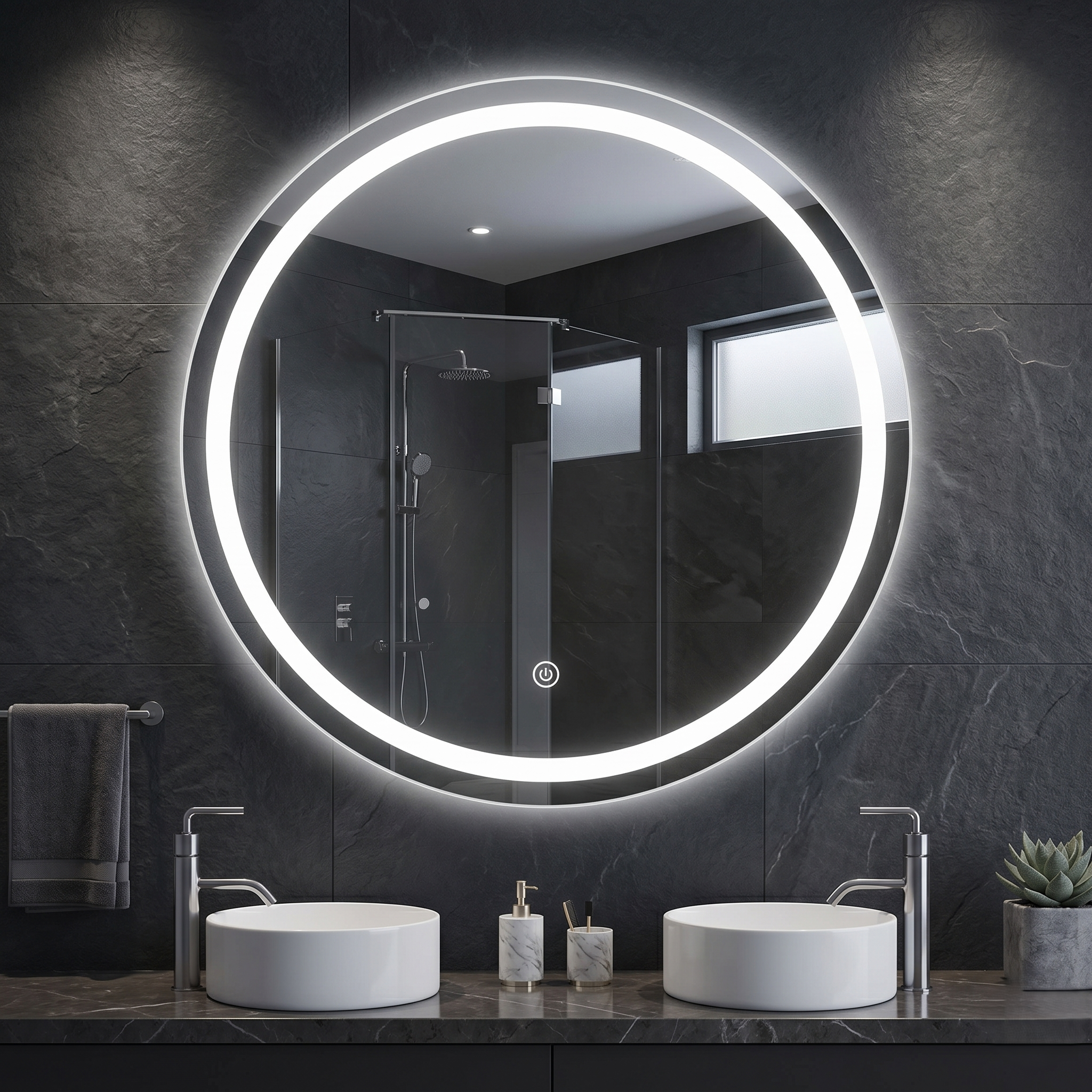 Oglinda LED Rotunda 60cm Touch 3 Functii