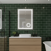 Oglinda LED Nivera - 60x80 cm 3 Lumini, Touch Screen, Lupa Cosmetica, Dezaburire si Ceas