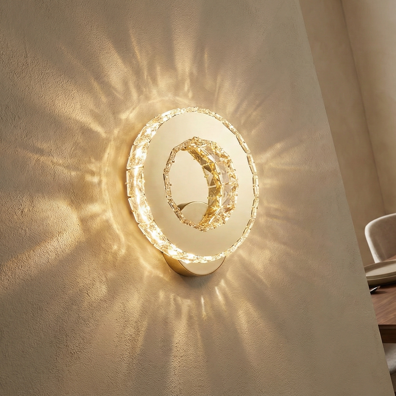 Aplica LED 16W Cristal RING Gold