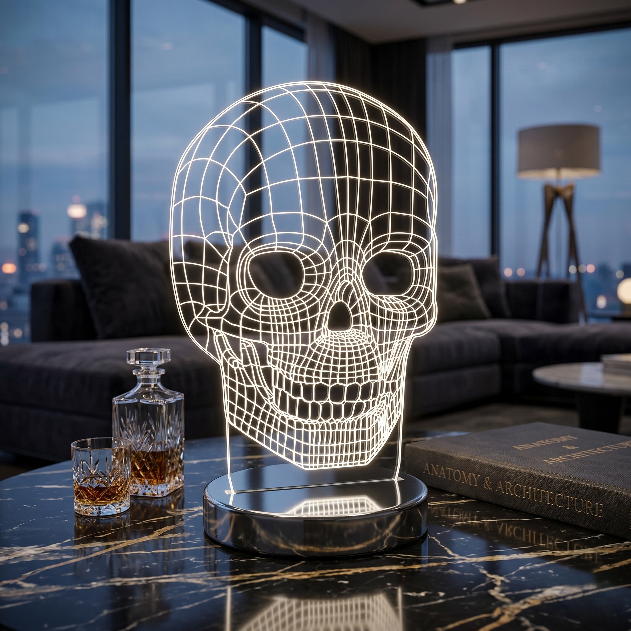 Veioza LED Decorativa Premium Chrome SKULL