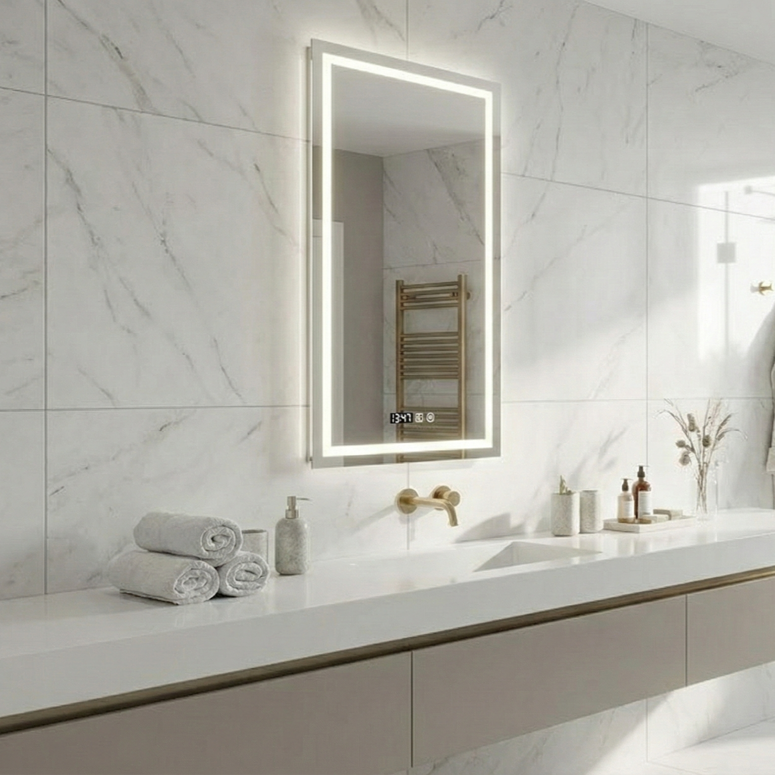 Oglinda LED CALYX 150x60cm Touch, 3 Lumini si Senzor Proximitate