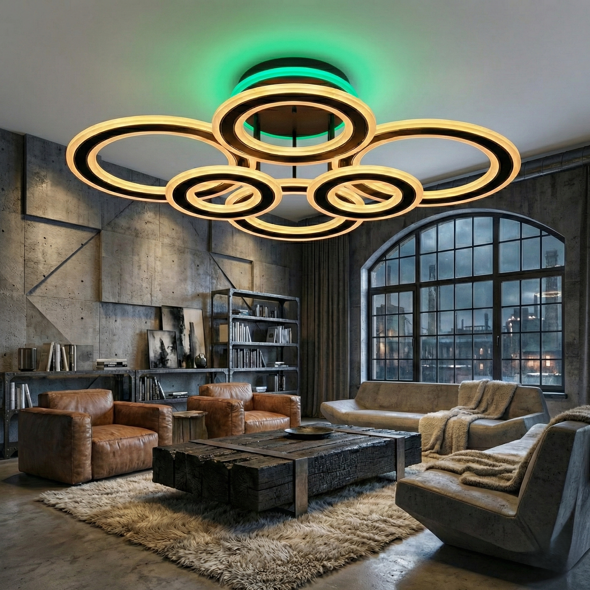 Lustra LED 4+2 Circle GRIDLINE RGB Neagra Echivalent 1000W Telecomanda