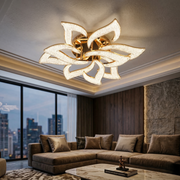Lustra LED NARCISSE GRANDE Sparkle Gold Echivalent 1000W Telecomanda