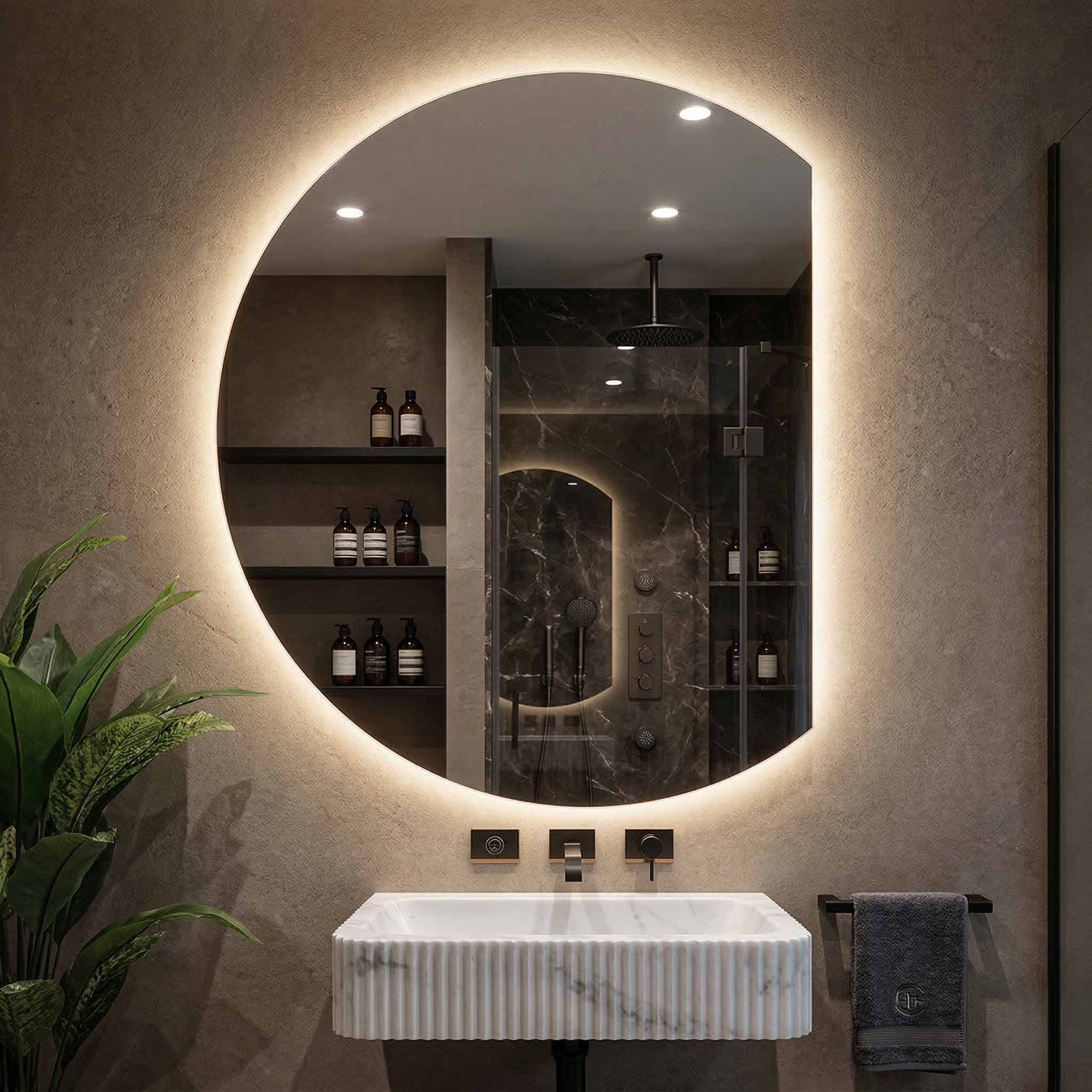 Oglinda LED FRAMELESS 100x84CM, Dezaburire, 3 Lumini si Touch