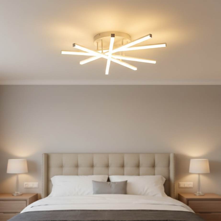 Lustra LED 5 Modern LINES STELLA Black Echivalent 600W Telecomanda