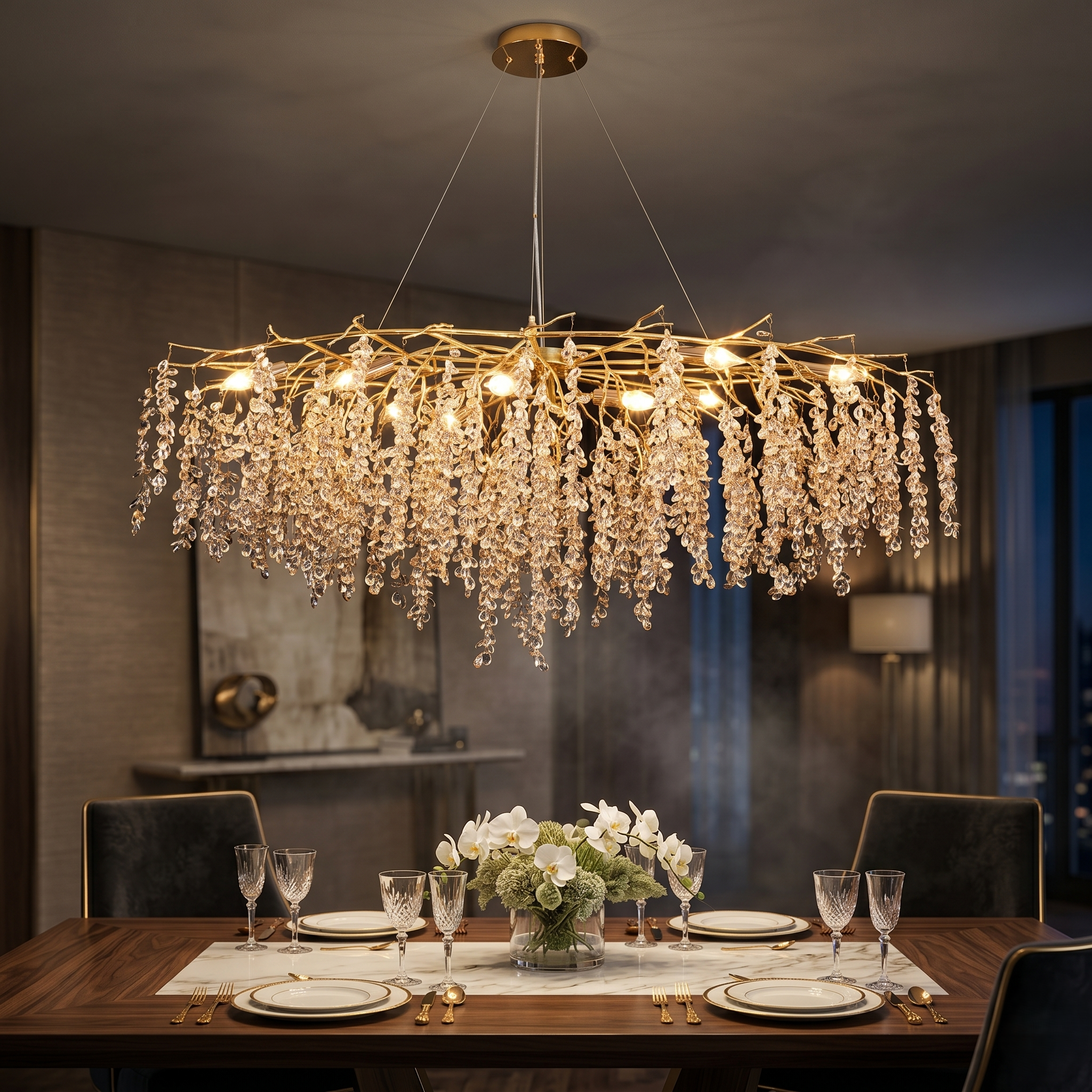 Candelabru Cristal LUXURY Golden Grapes 120x60CM