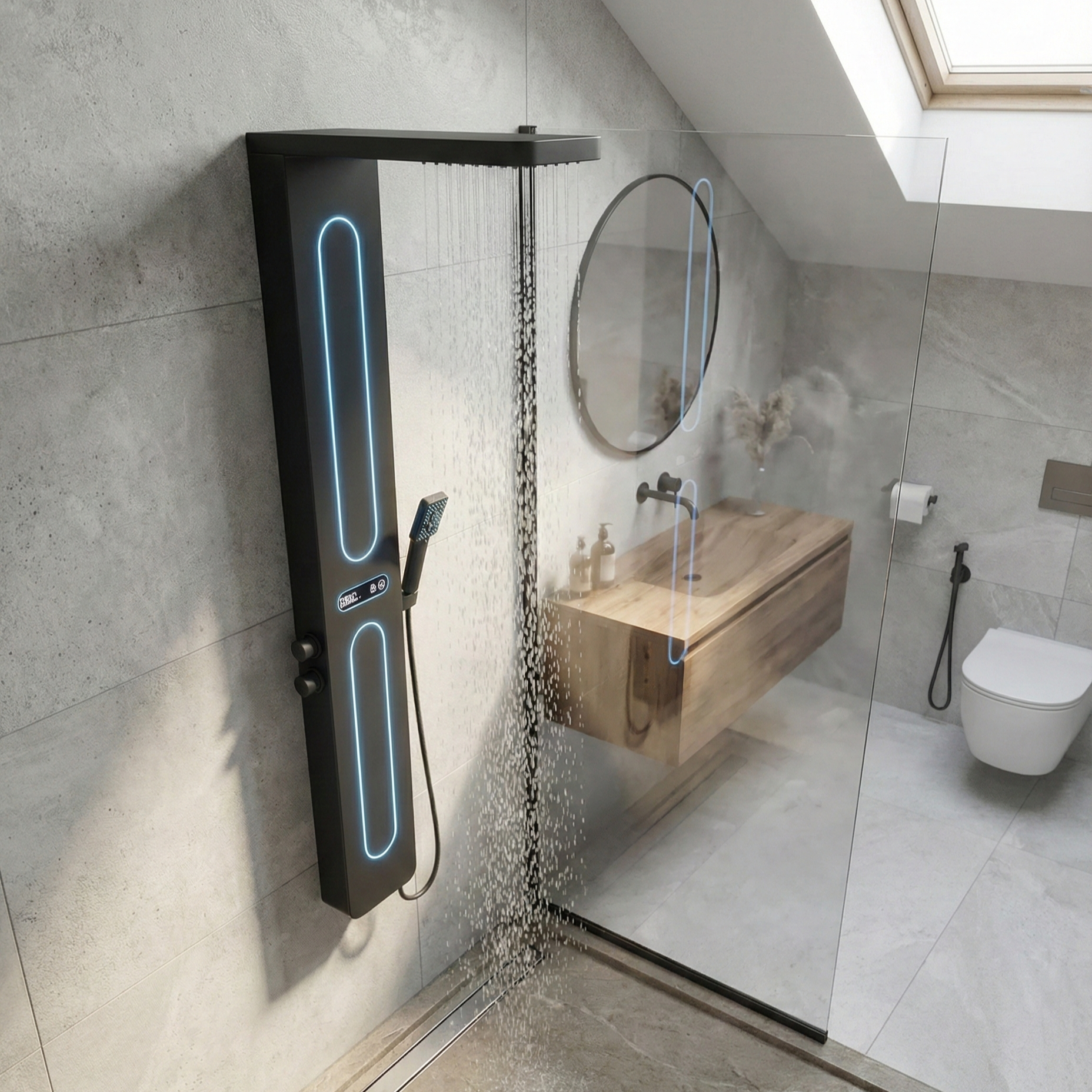 Panou de Dus Premium AquaPrime - Masaj, LED, Ecran Digital