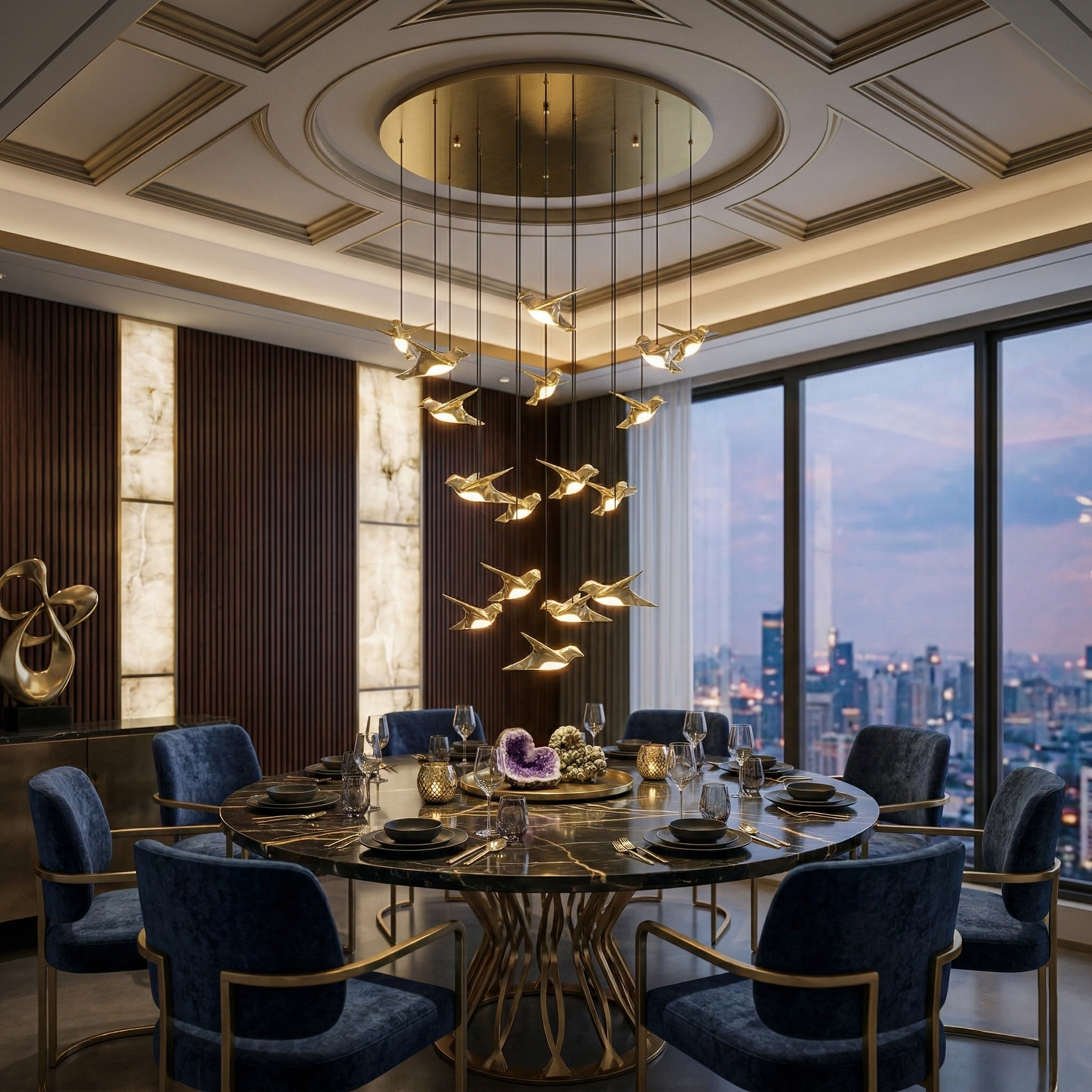 Lustra LED Suspendata Luxury PARATEBUENO GOLD Echivalent 600W