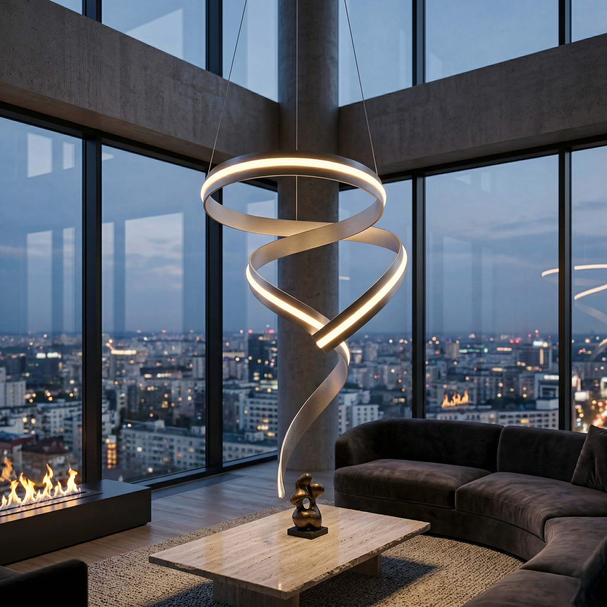 Lustra LED Suspendata Cisenna Silver CINQUE Premium Echivalent 1000W