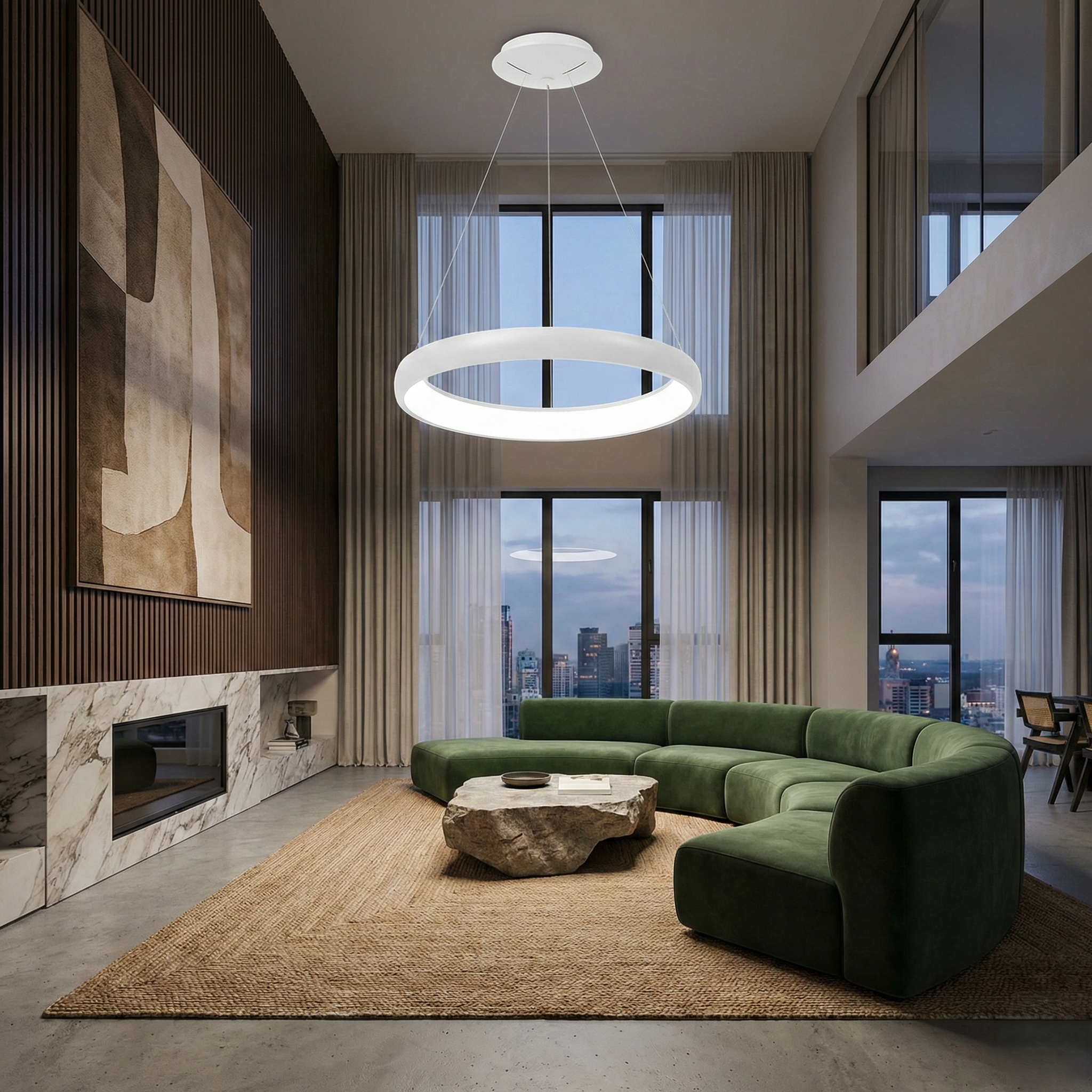 Lustra LED Suspendata BELLA White, 3 Lumini din buton Echivalent 500W