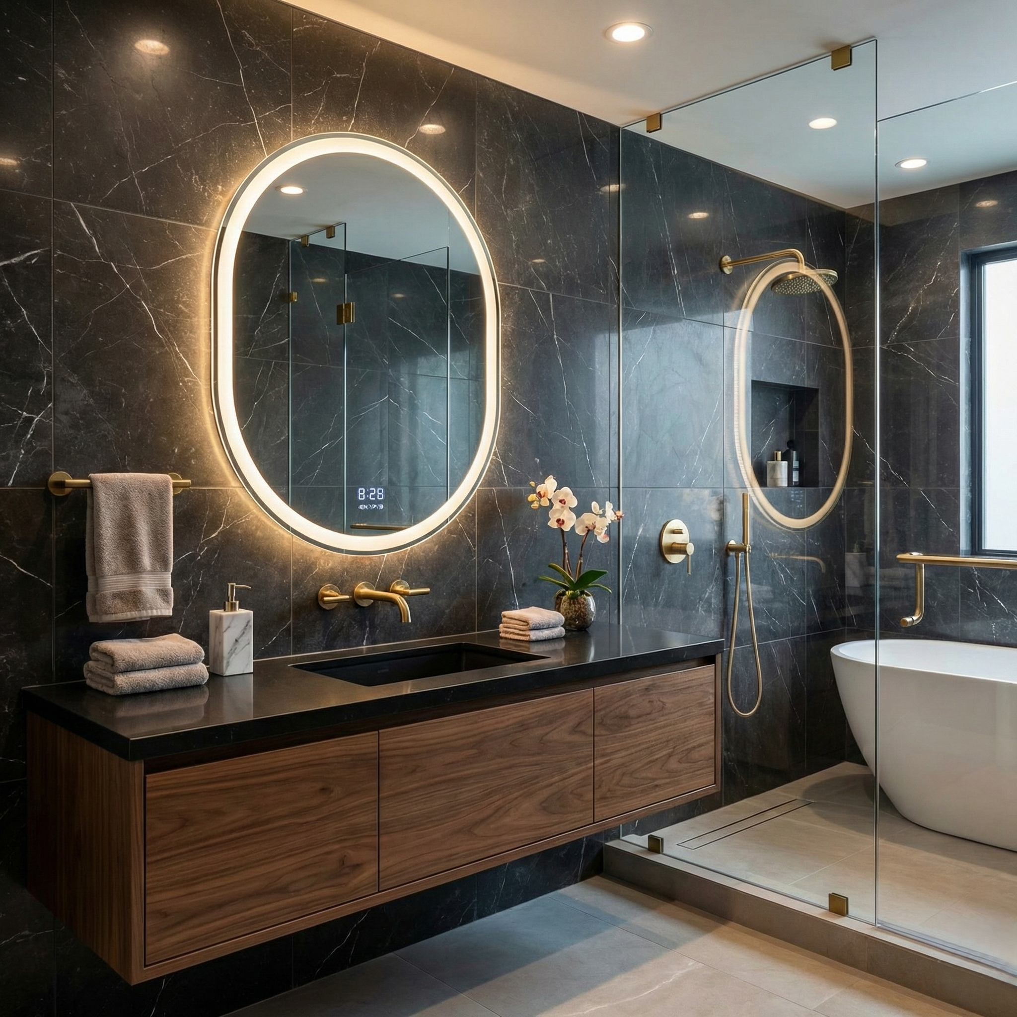 Oglinda LED VETROLUNA - 60x80cm Dezaburire si Ceas, Senzor, 3 Lumini