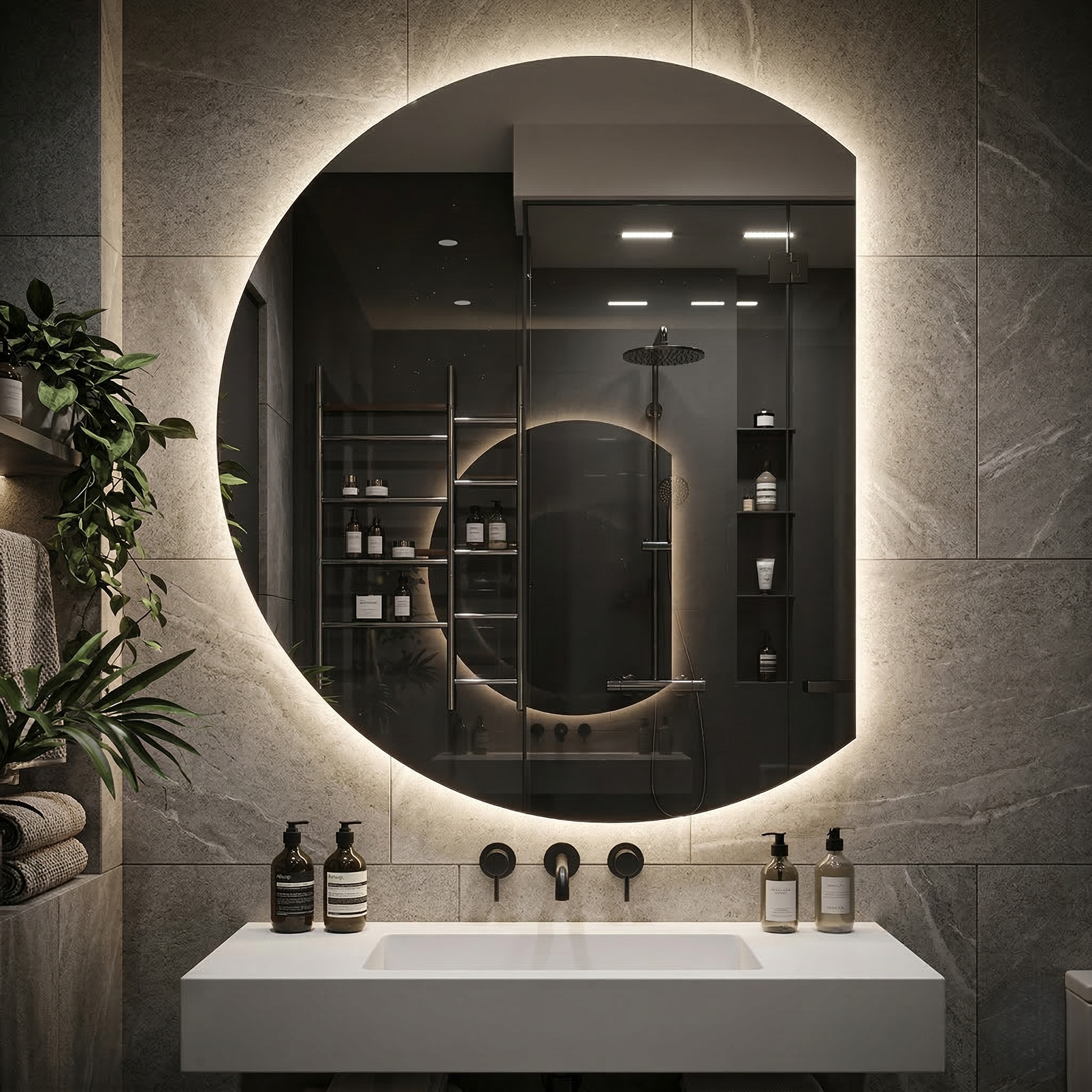 Oglinda LED FRAMELESS 100x84CM, Dezaburire, 3 Lumini si Touch