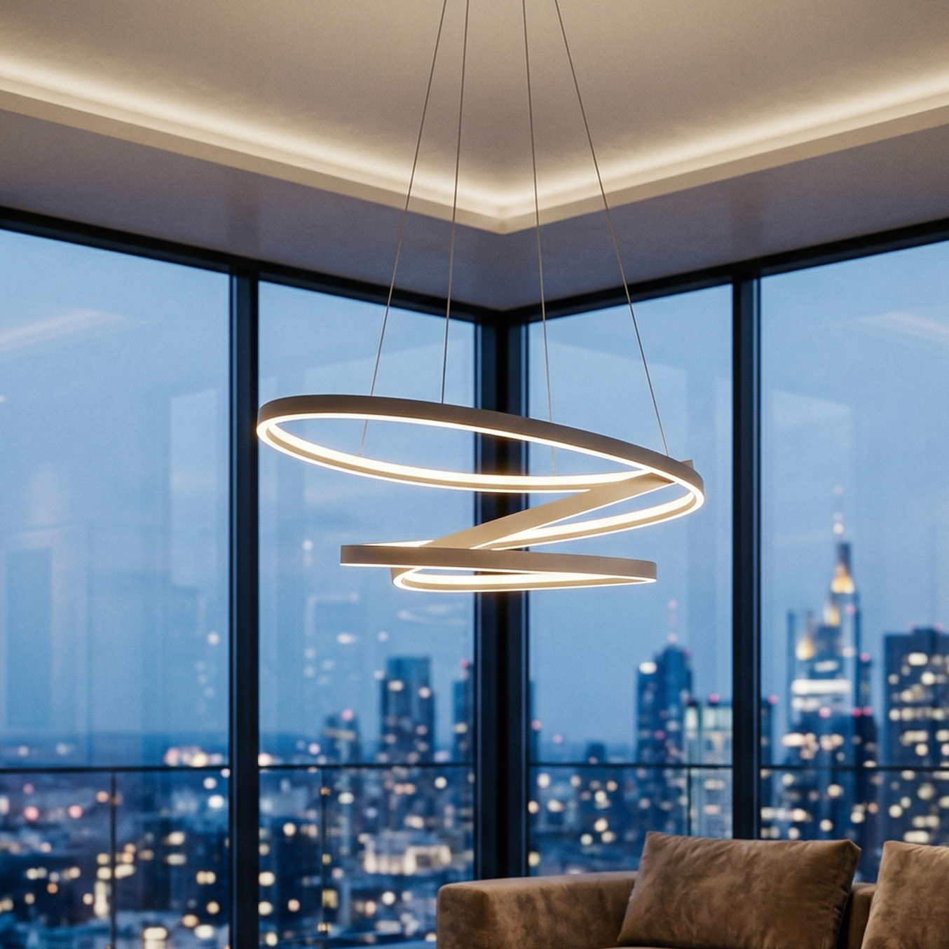 Lustra LED Suspendata Ciola Beige CINQUE Premium Echivalent 1200W