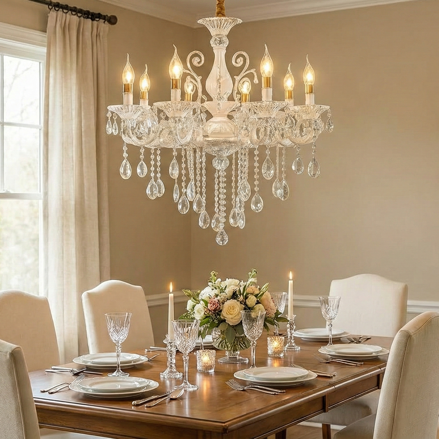 Candelabru Cristal Clasic Isabelle White 8xE14